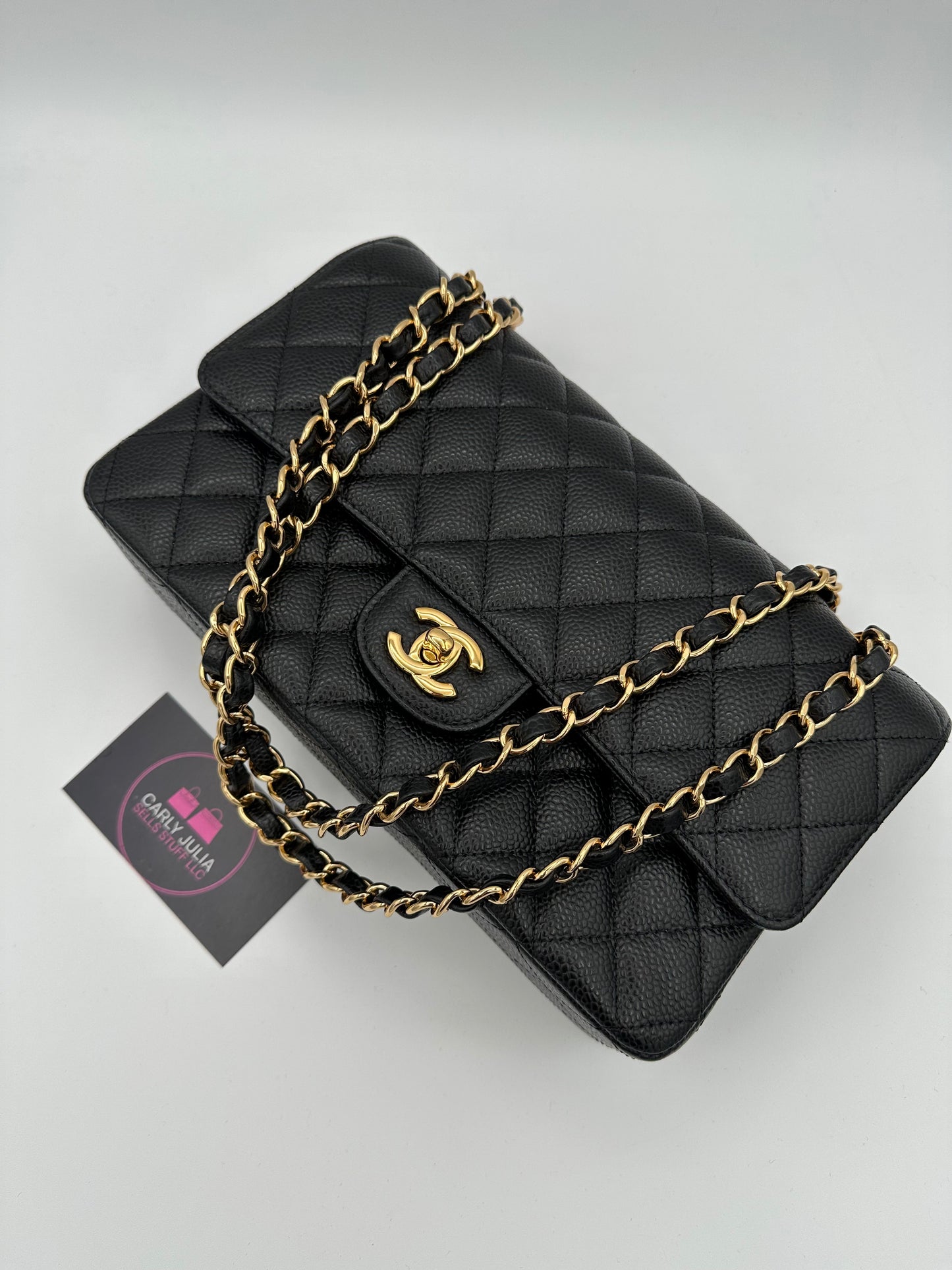 CHANEL Medium Caviar Double Flap GHW