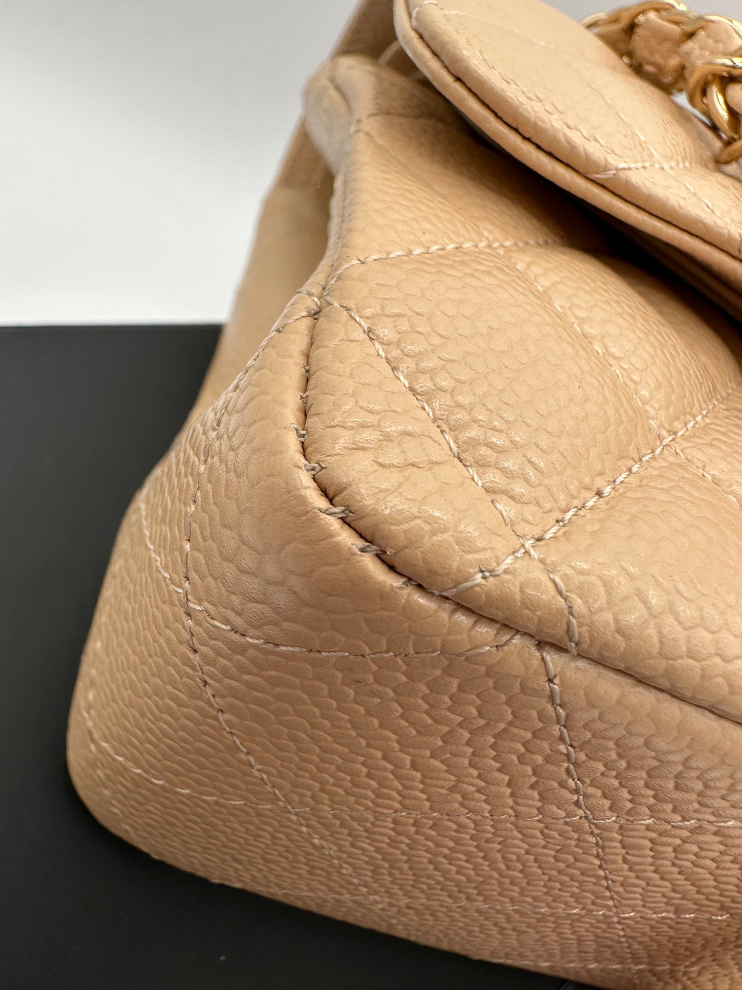 CHANEL Beige Medium Double Flap GHW