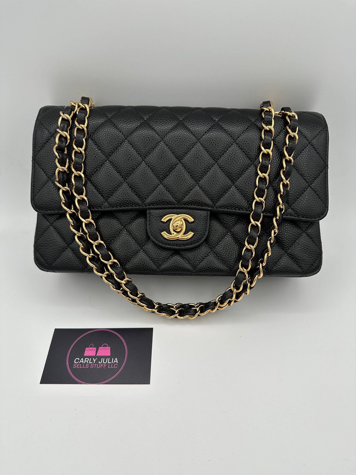CHANEL Medium Caviar Double Flap GHW