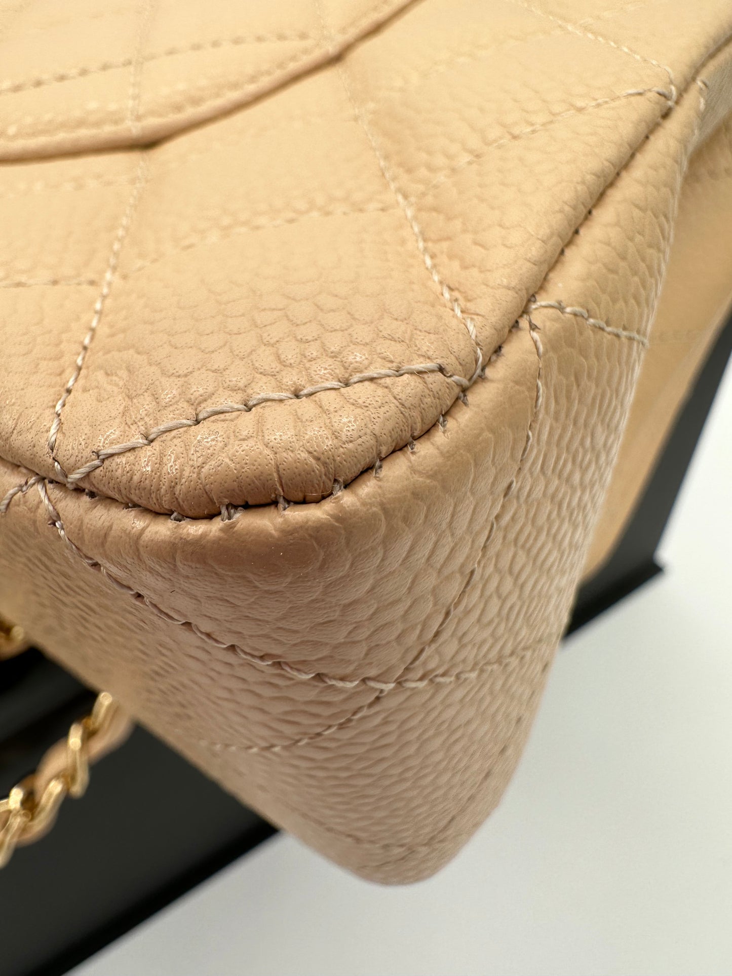 CHANEL Beige Medium Double Flap GHW