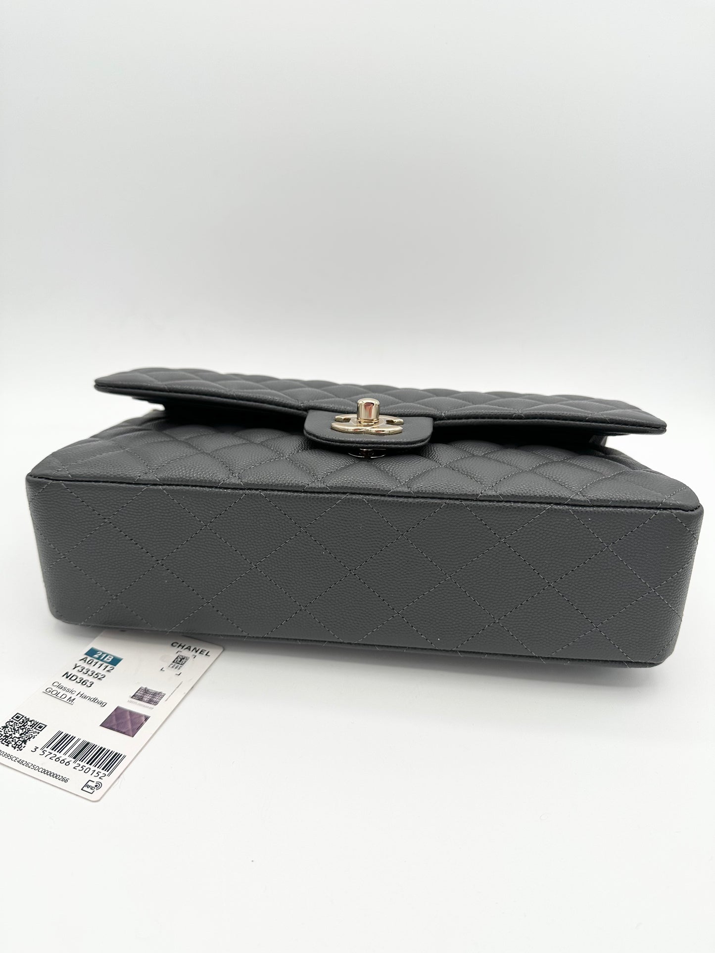 CHANEL Brand New 21B Dark Grey Medium Caviar Double Flap