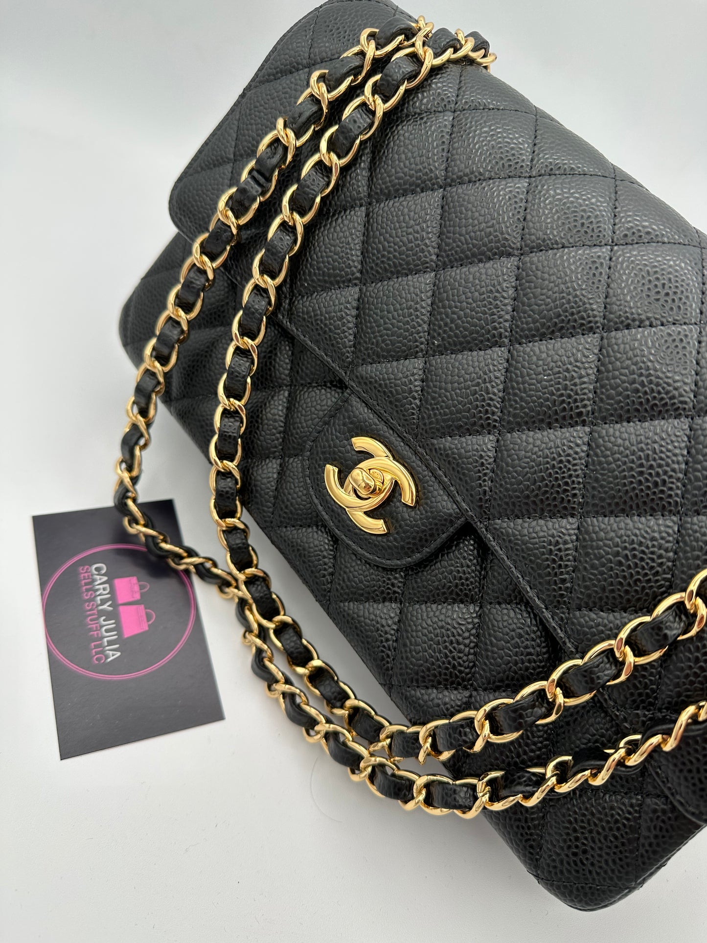CHANEL Medium Caviar Double Flap GHW