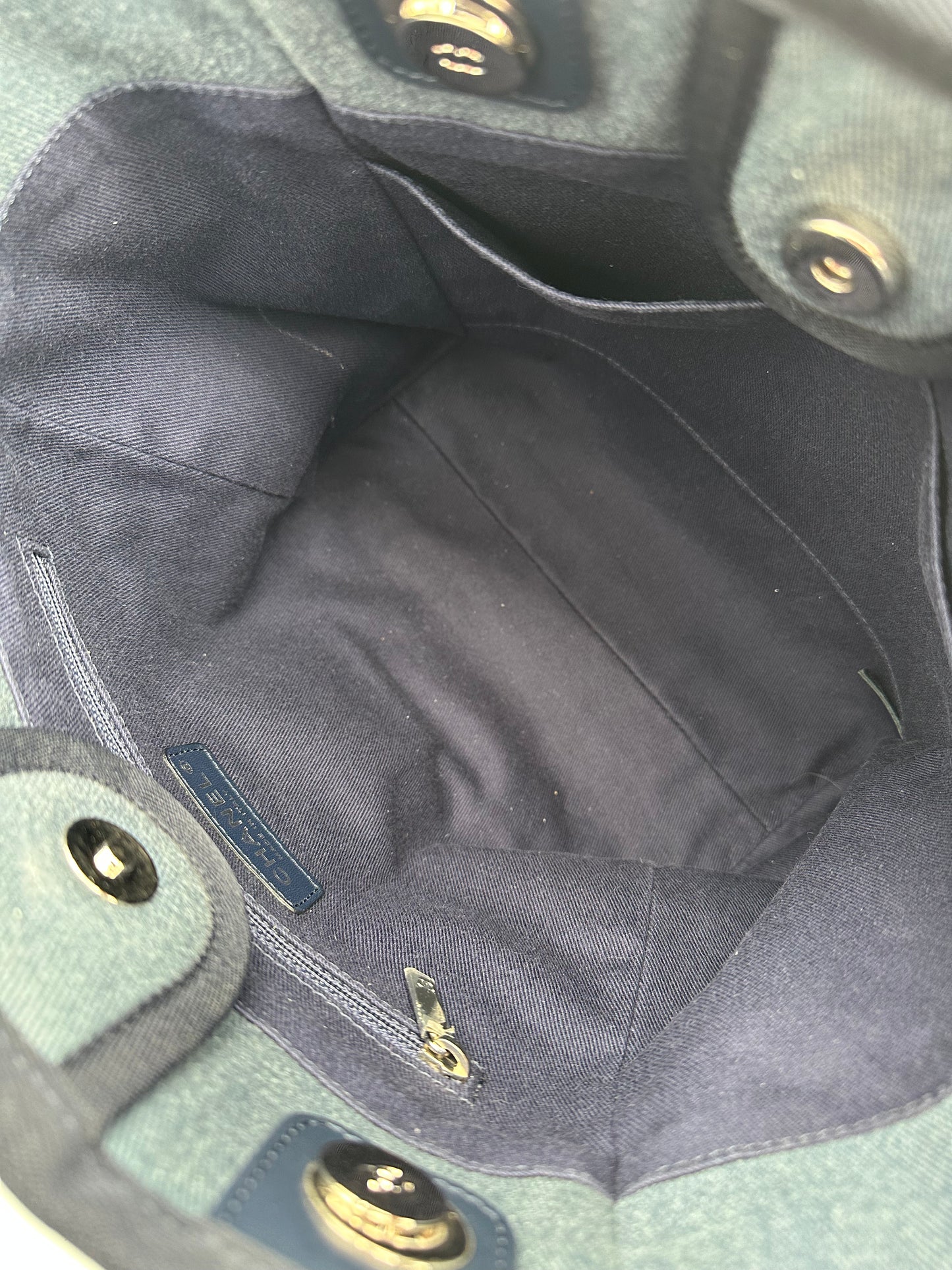 CHANEL Mini Denim Deauville Sequin Canvas Tote