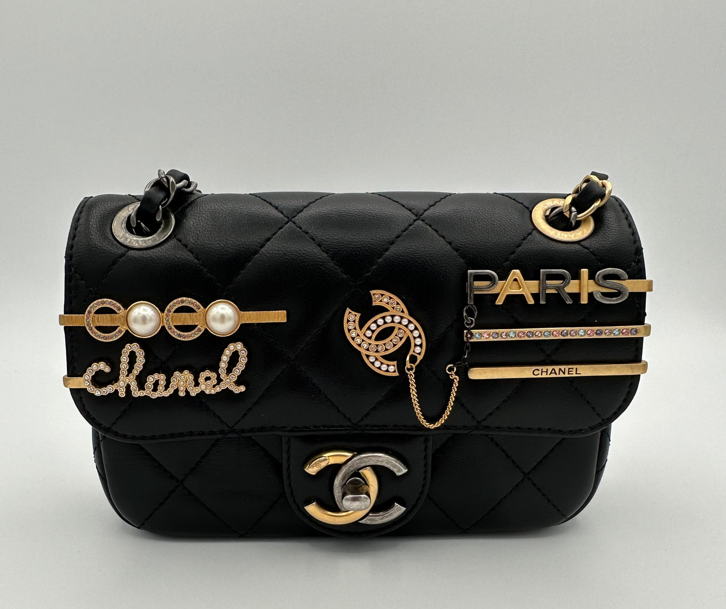 CHANEL Coco Clips Mini Rectangular Flap Bag Black Lambskin Mixed Hardware