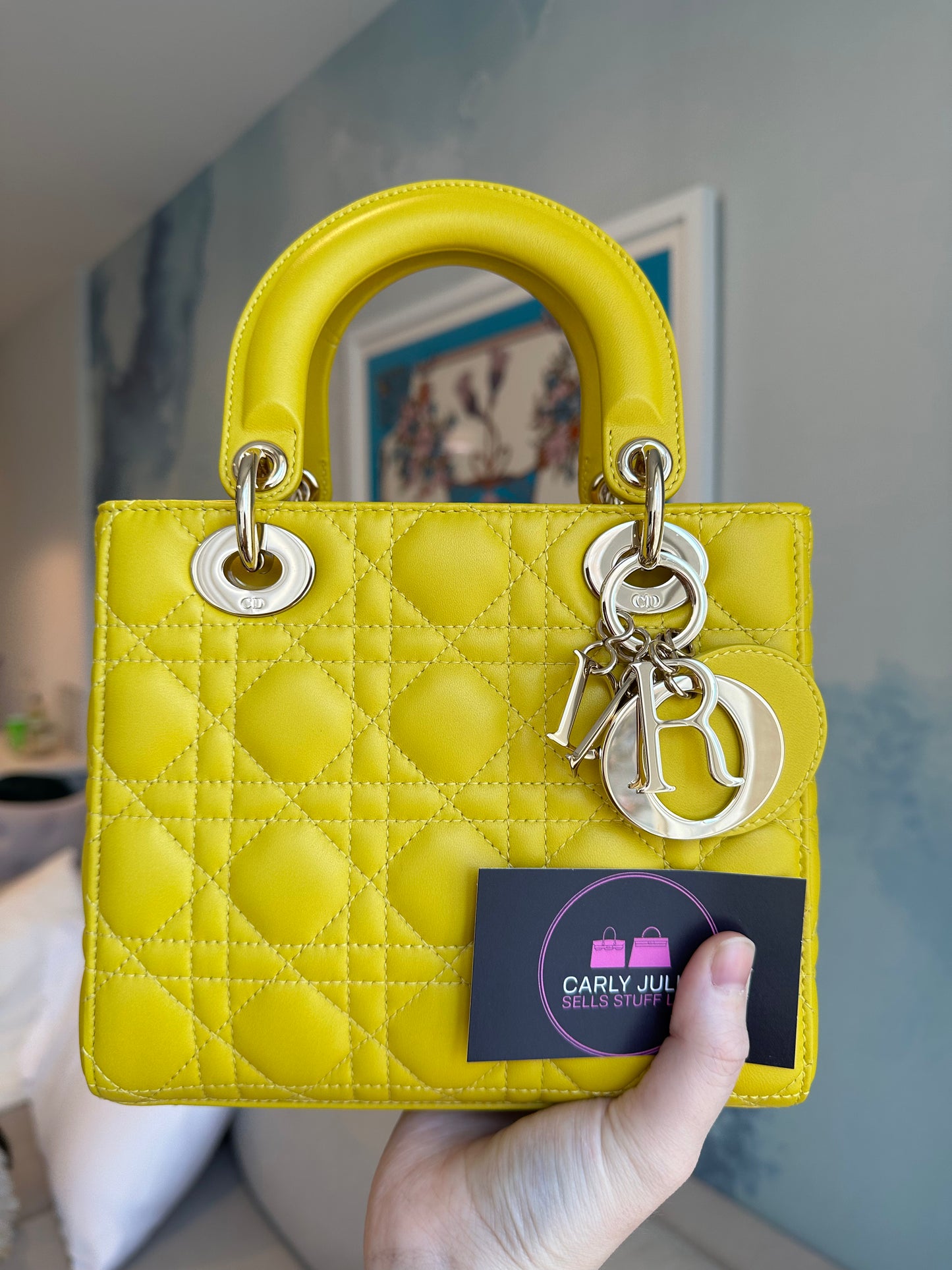 Christian Dior Lady Dior Small Yellow Cannage Lambskin
