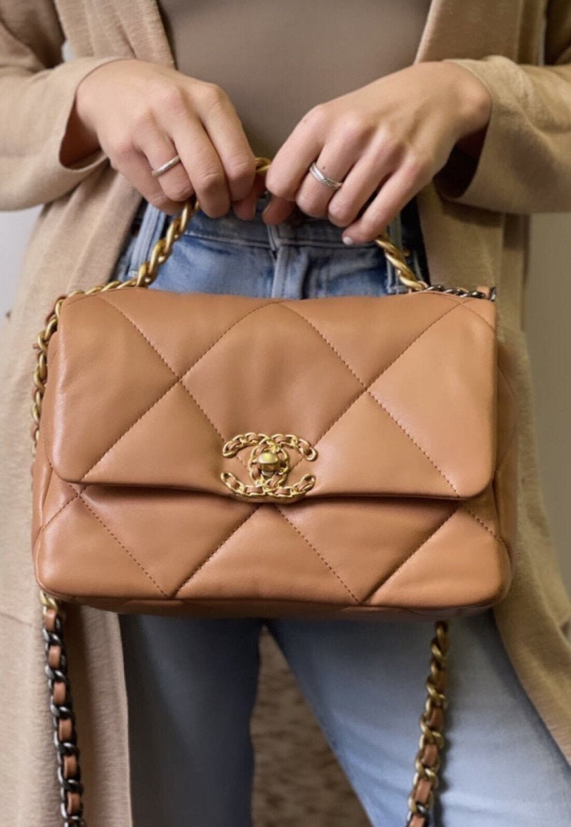 CHANEL 19 Small/Medium Carmel Flap - Carly Julia Sells Stuff, LLC