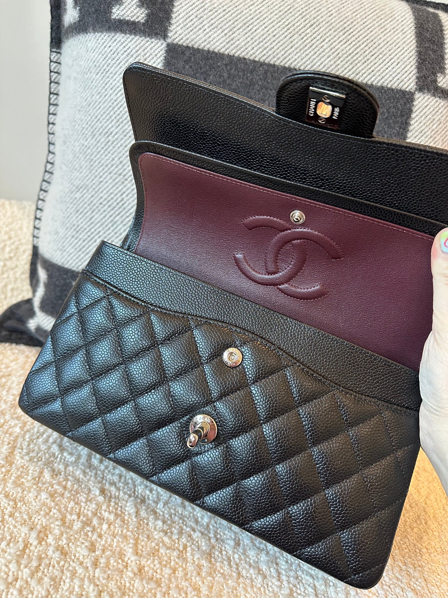 CHANEL Caviar Medium Double Flap Black SHW - Carly Julia Sells Stuff, LLC