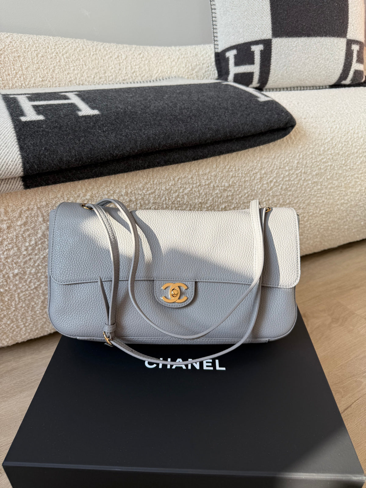 CHANEL Grained Calfskin Small Souplissimo 32cm Maxi Flap Grey - Carly Julia Sells Stuff, LLC