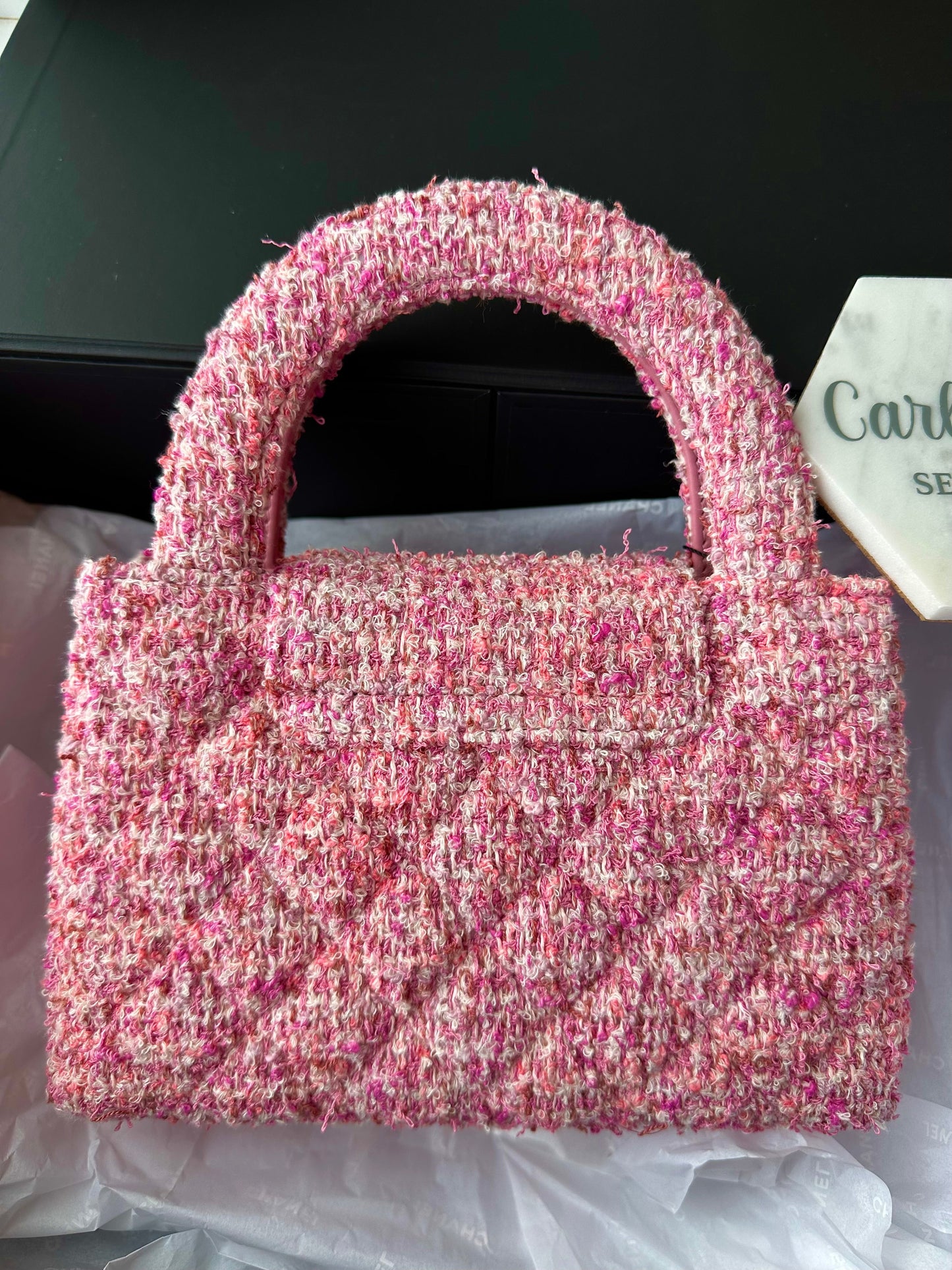 CHANEL Pink Tweed Quilted Small Kelly Shopper Pink - Carly Julia Sells Stuff, LLC