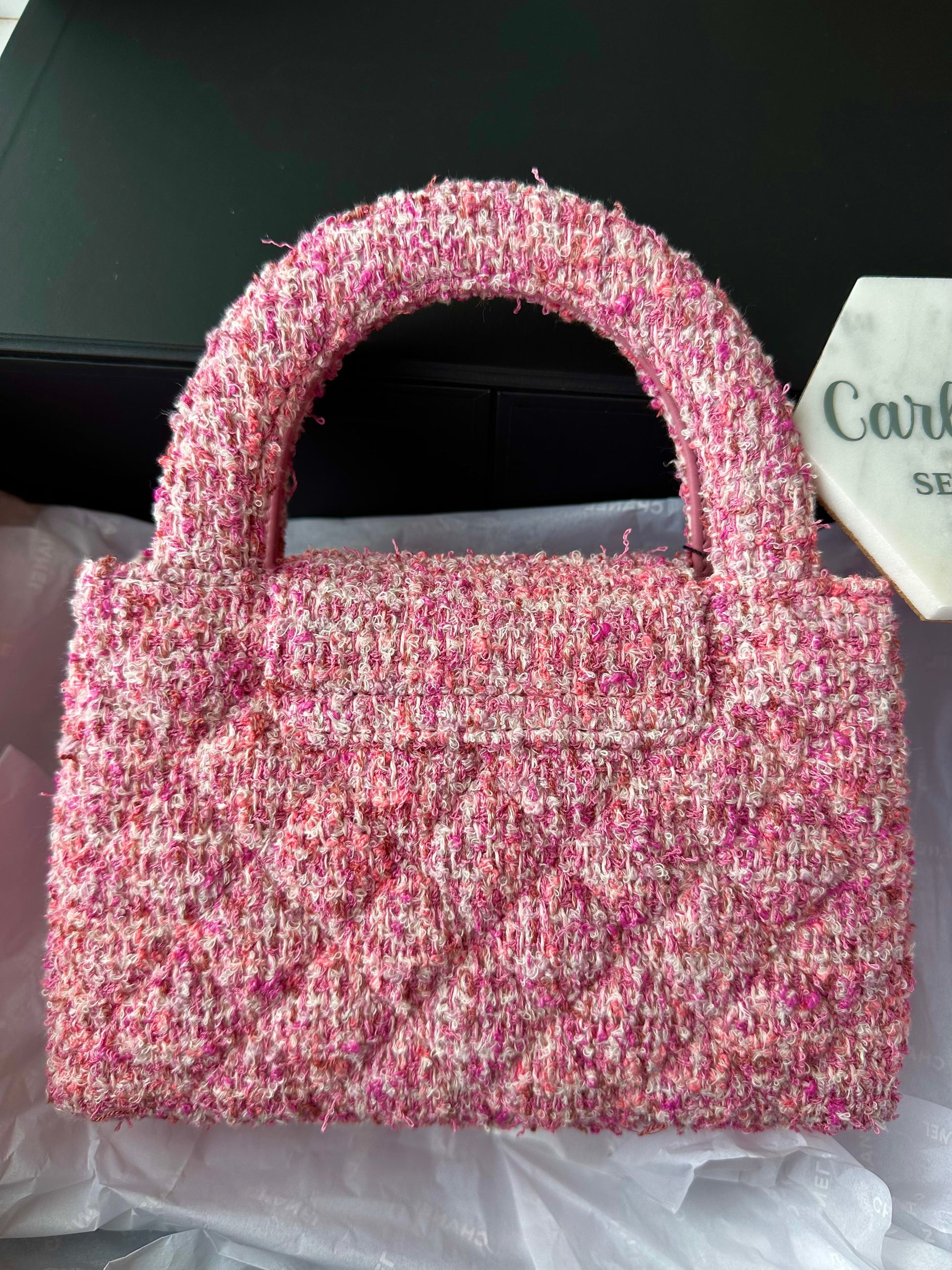 CHANEL Pink Tweed Quilted Small Kelly Shopper Pink - Carly Julia Sells Stuff, LLC