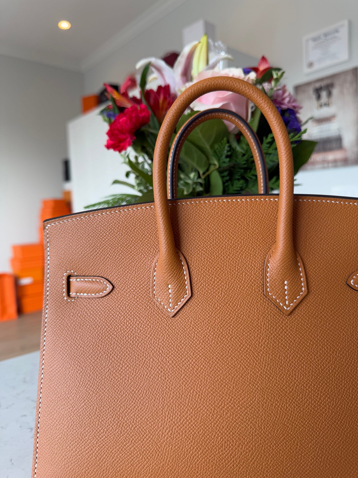 Hermes Birkin 25 Epsom Sellier Toffee GHW - Carly Julia Sells Stuff, LLC