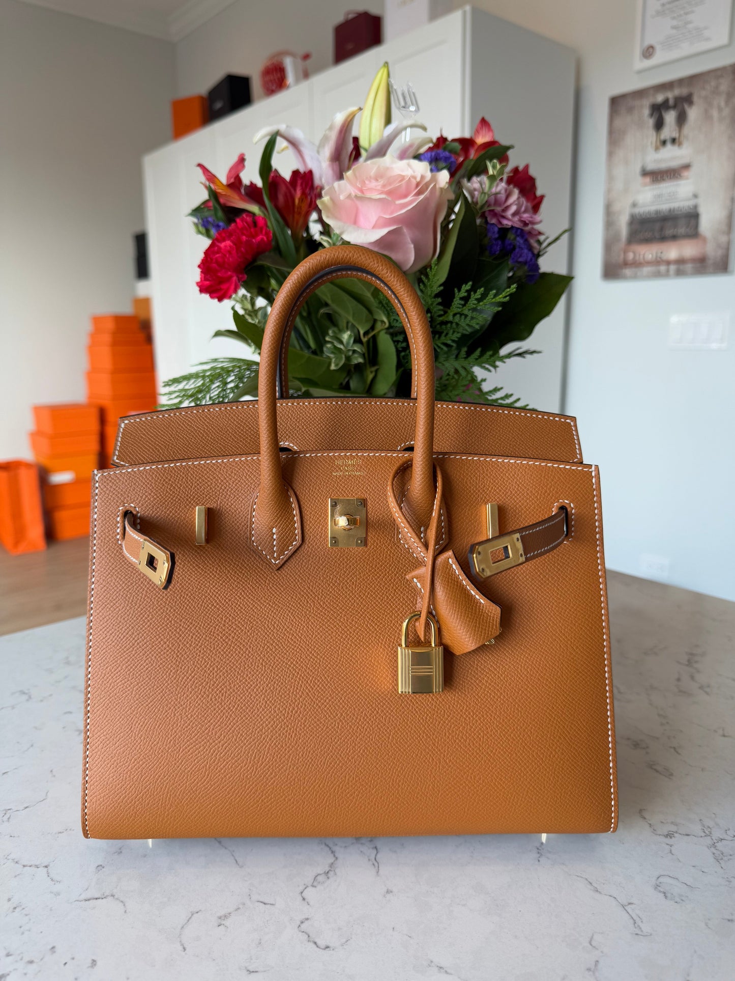 Hermes Birkin 25 Epsom Sellier Toffee GHW - Carly Julia Sells Stuff, LLC