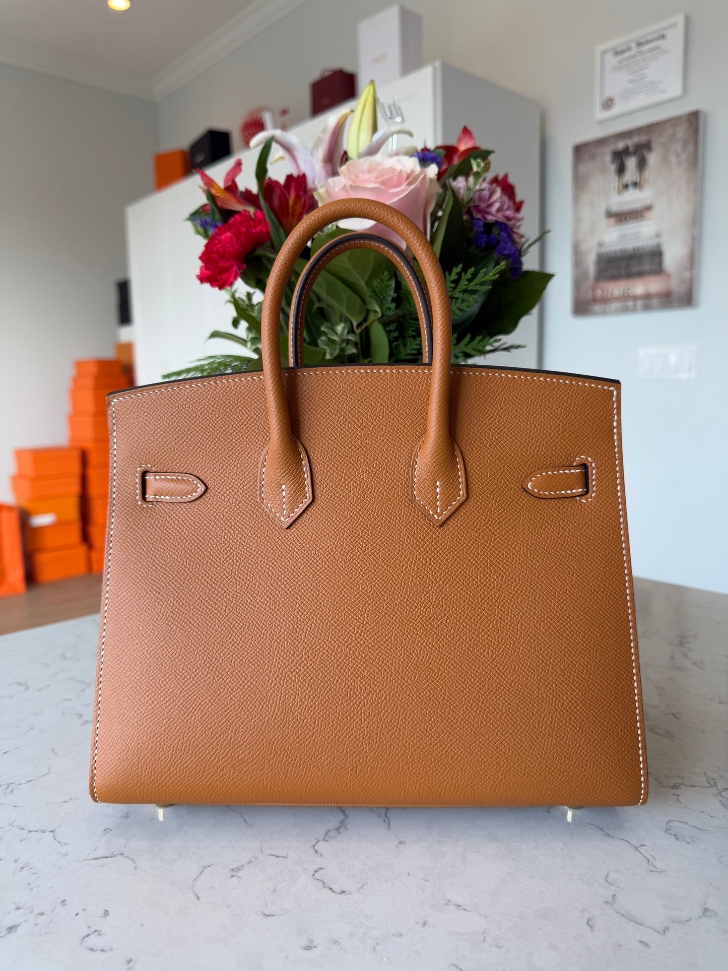 Hermes Birkin 25 Epsom Sellier Toffee GHW - Carly Julia Sells Stuff, LLC