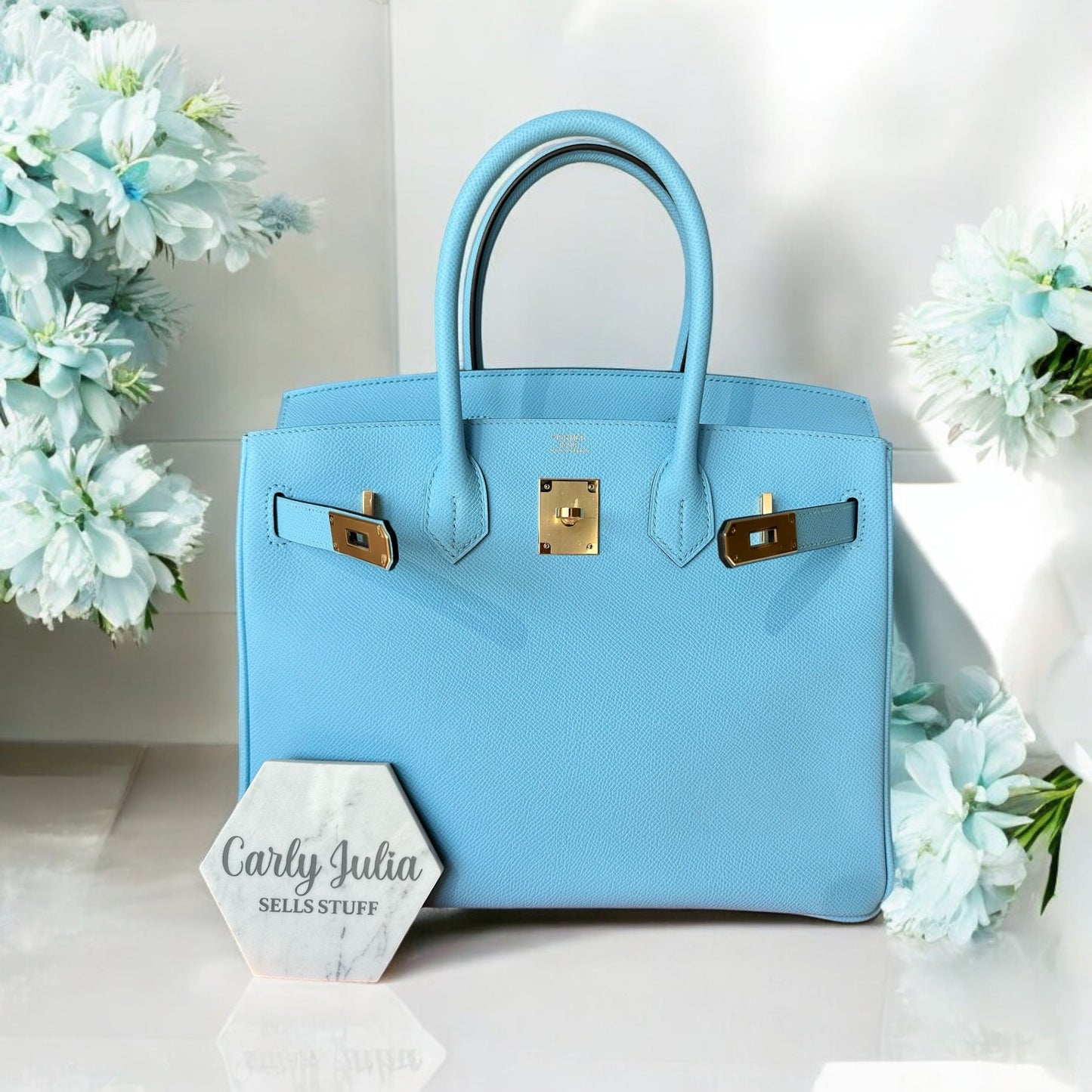 Hermes Birkin 30 Epsom Celeste GHW - Carly Julia Sells Stuff, LLC