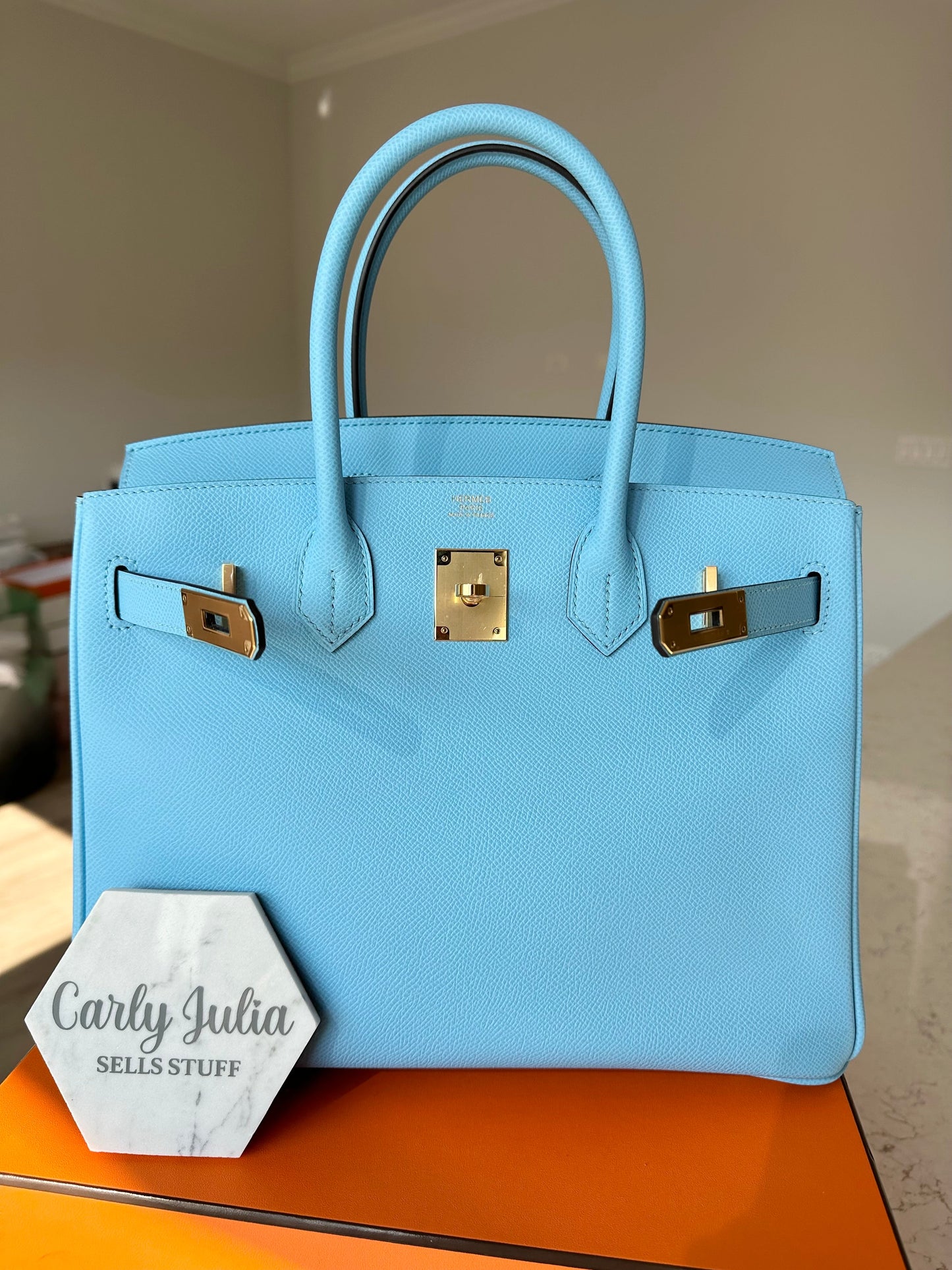 Hermes Birkin 30 Epsom Celeste GHW - Carly Julia Sells Stuff, LLC