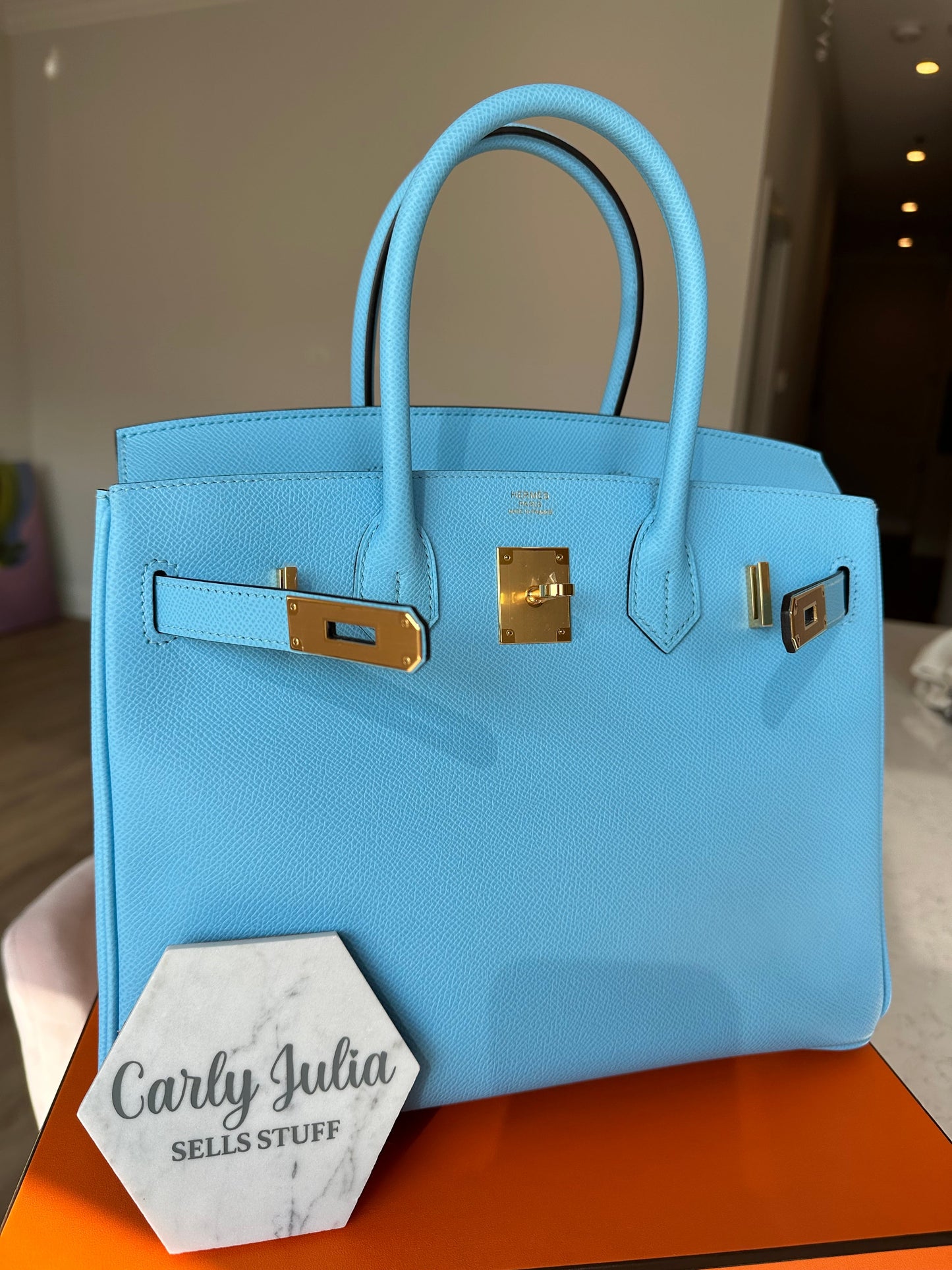 Hermes Birkin 30 Epsom Celeste GHW - Carly Julia Sells Stuff, LLC