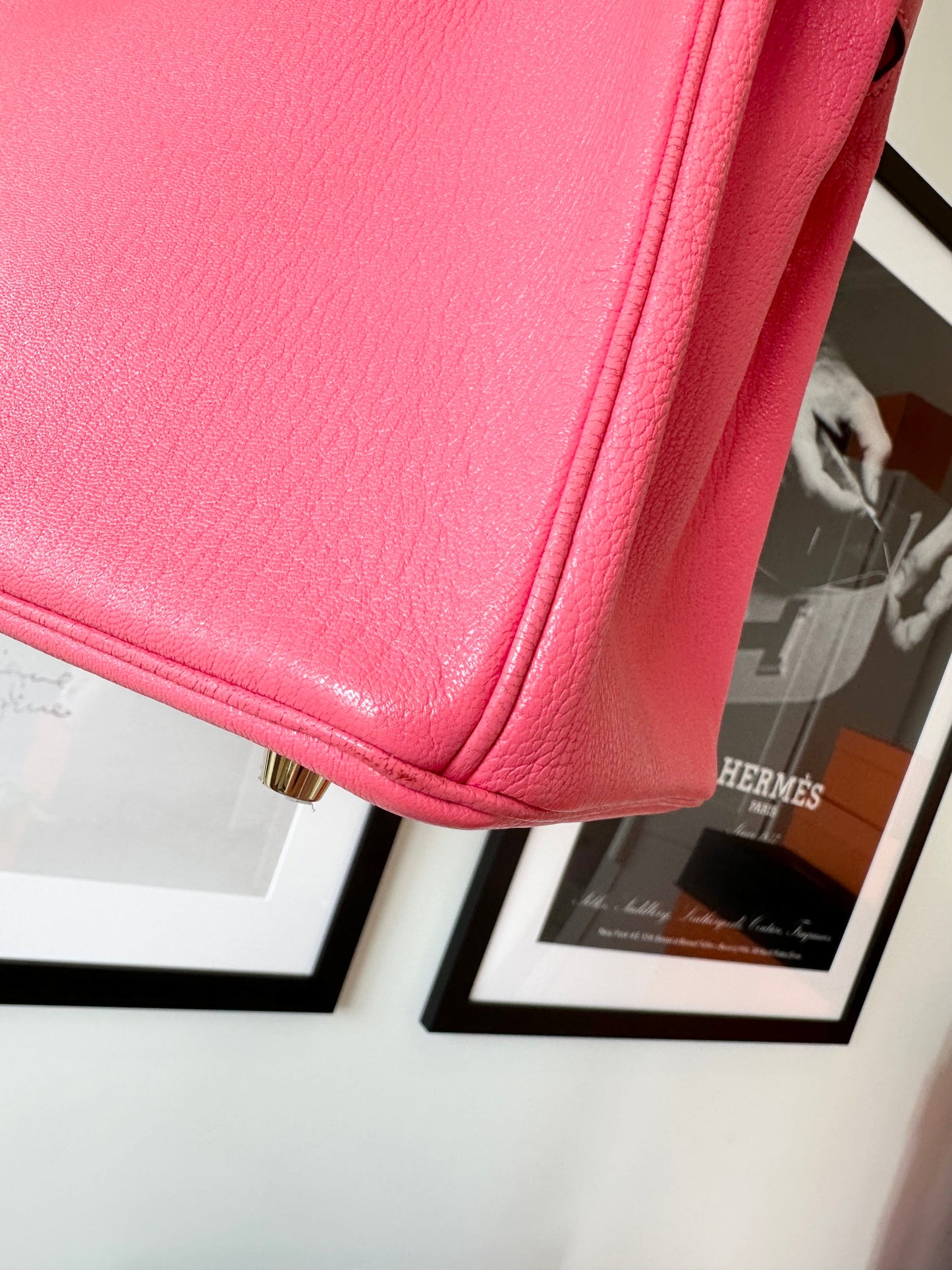 Hermes Birkin 30 HSS Chèvre Brushed Gold Hardware Rose Lipstick & Anemone - Carly Julia Sells Stuff, LLC