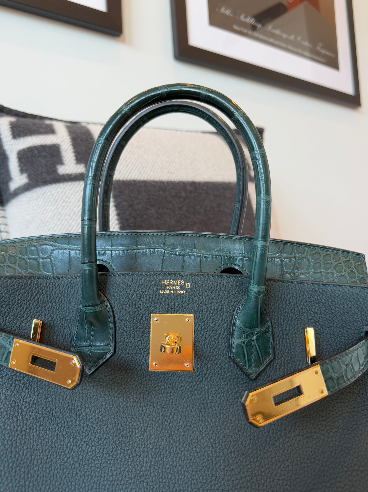 Hermes Birkin 30 Vert Cypress Matte Alligator and Togo Touch Gold Hardware - Carly Julia Sells Stuff, LLC
