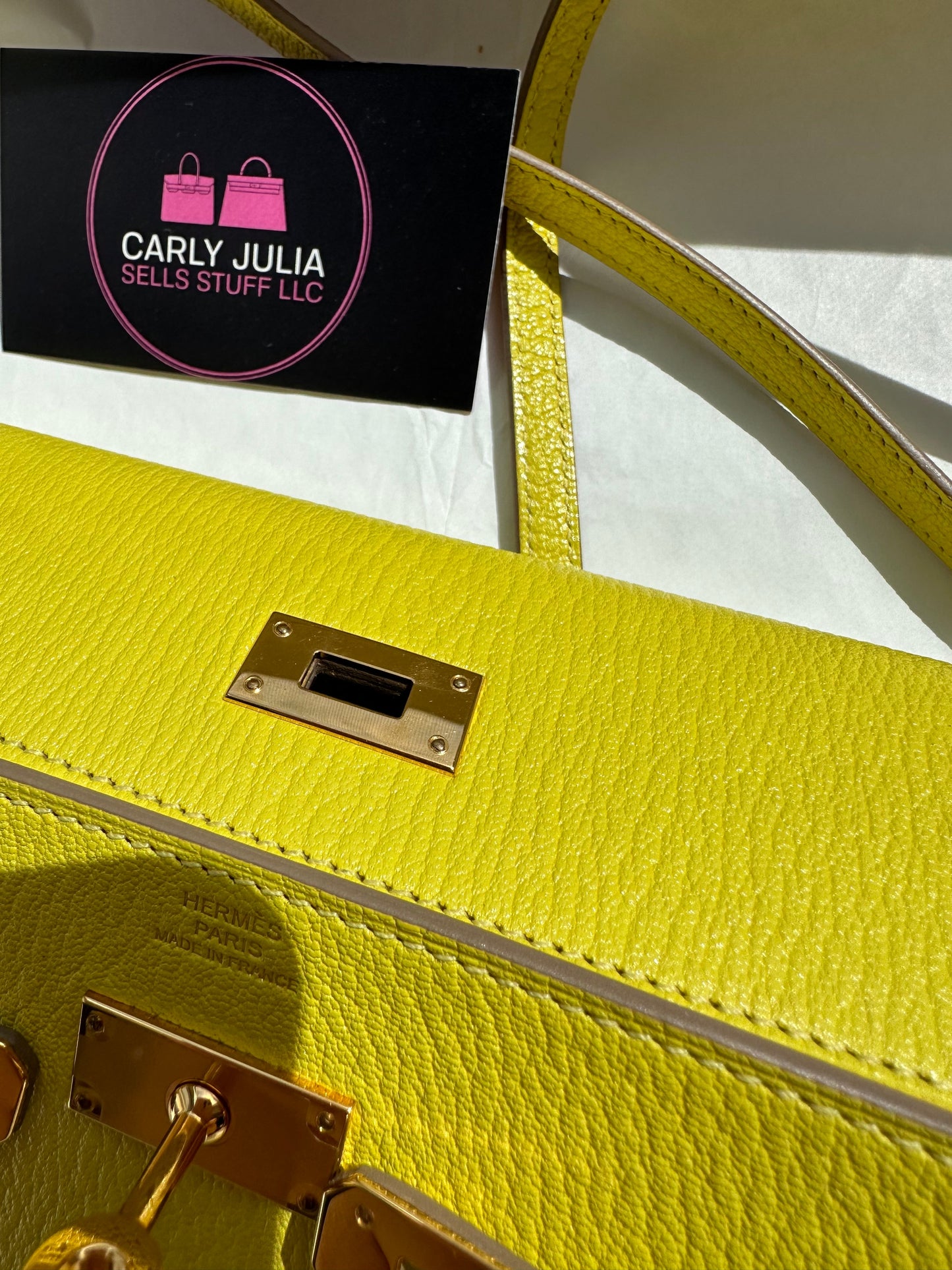 Hermes Chèvre Kelly To Go Lime GHW - Carly Julia Sells Stuff, LLC