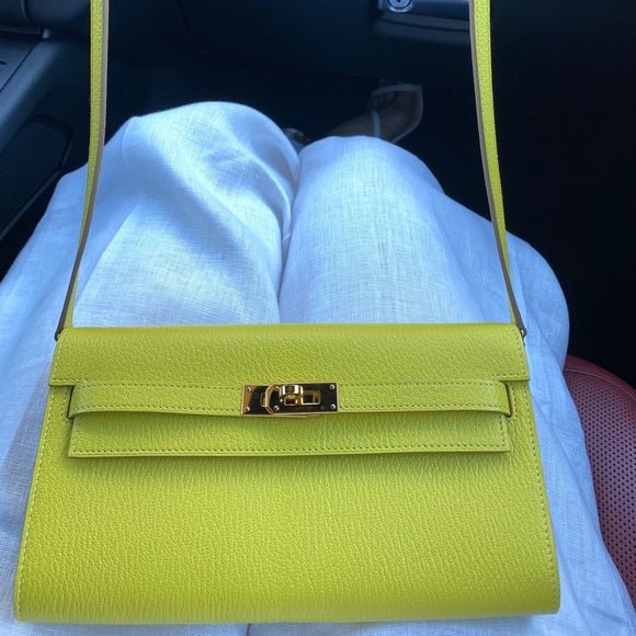 Hermes Chèvre Kelly To Go Lime GHW - Carly Julia Sells Stuff, LLC