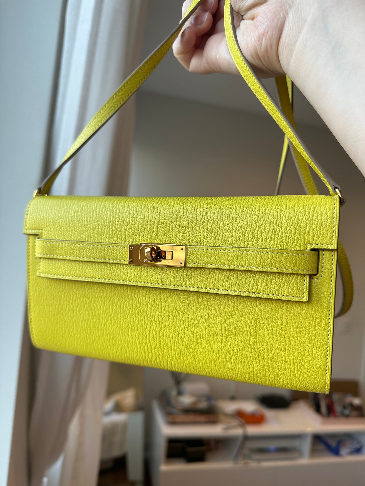 Hermes Chèvre Kelly To Go Lime GHW - Carly Julia Sells Stuff, LLC