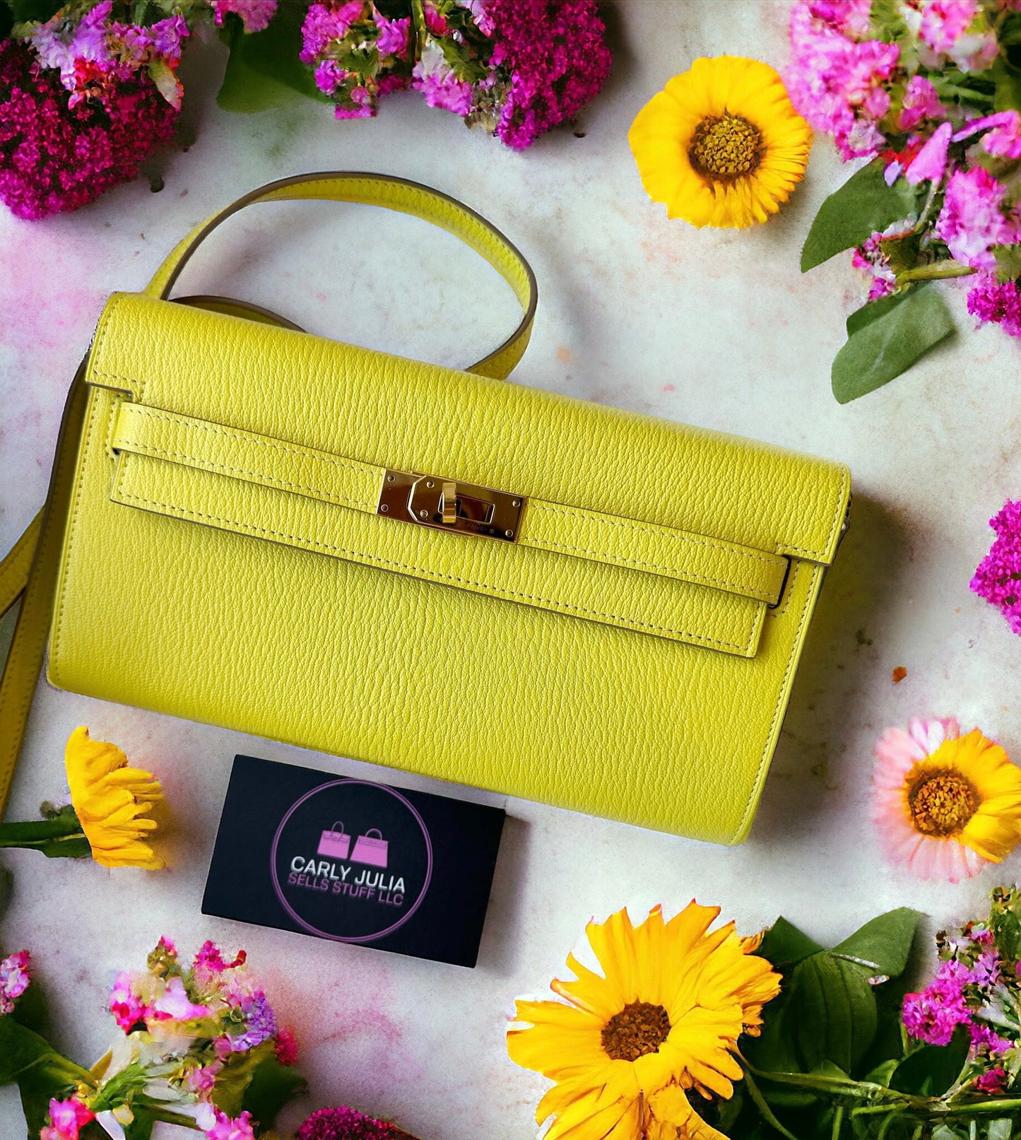Hermes Chèvre Kelly To Go Lime GHW - Carly Julia Sells Stuff, LLC