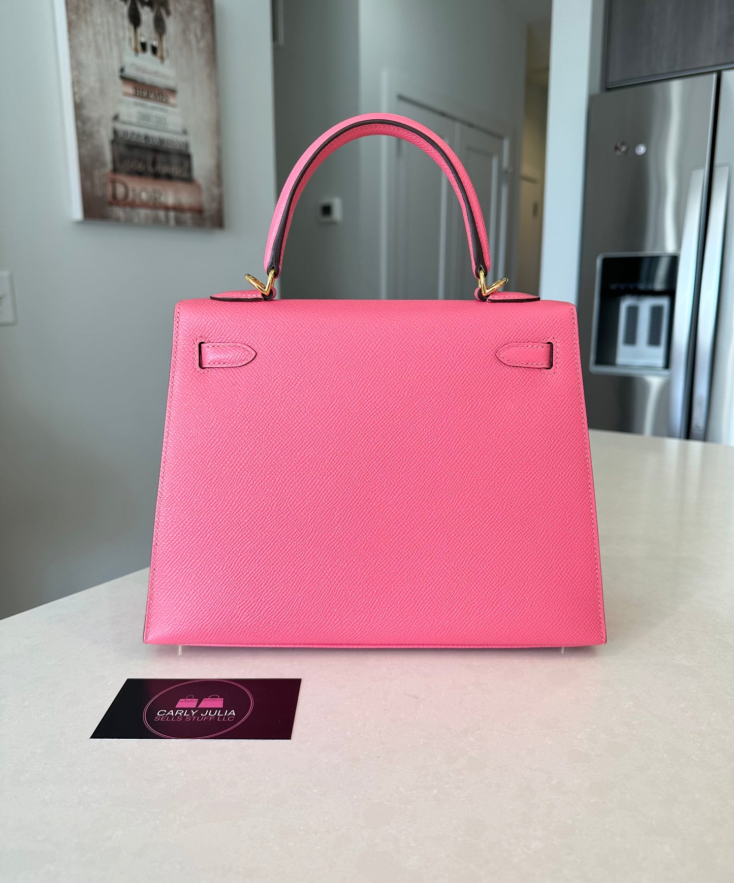 Hermes Kelly 25 Epsom Sellier Rose Azalee GHW - Carly Julia Sells Stuff, LLC