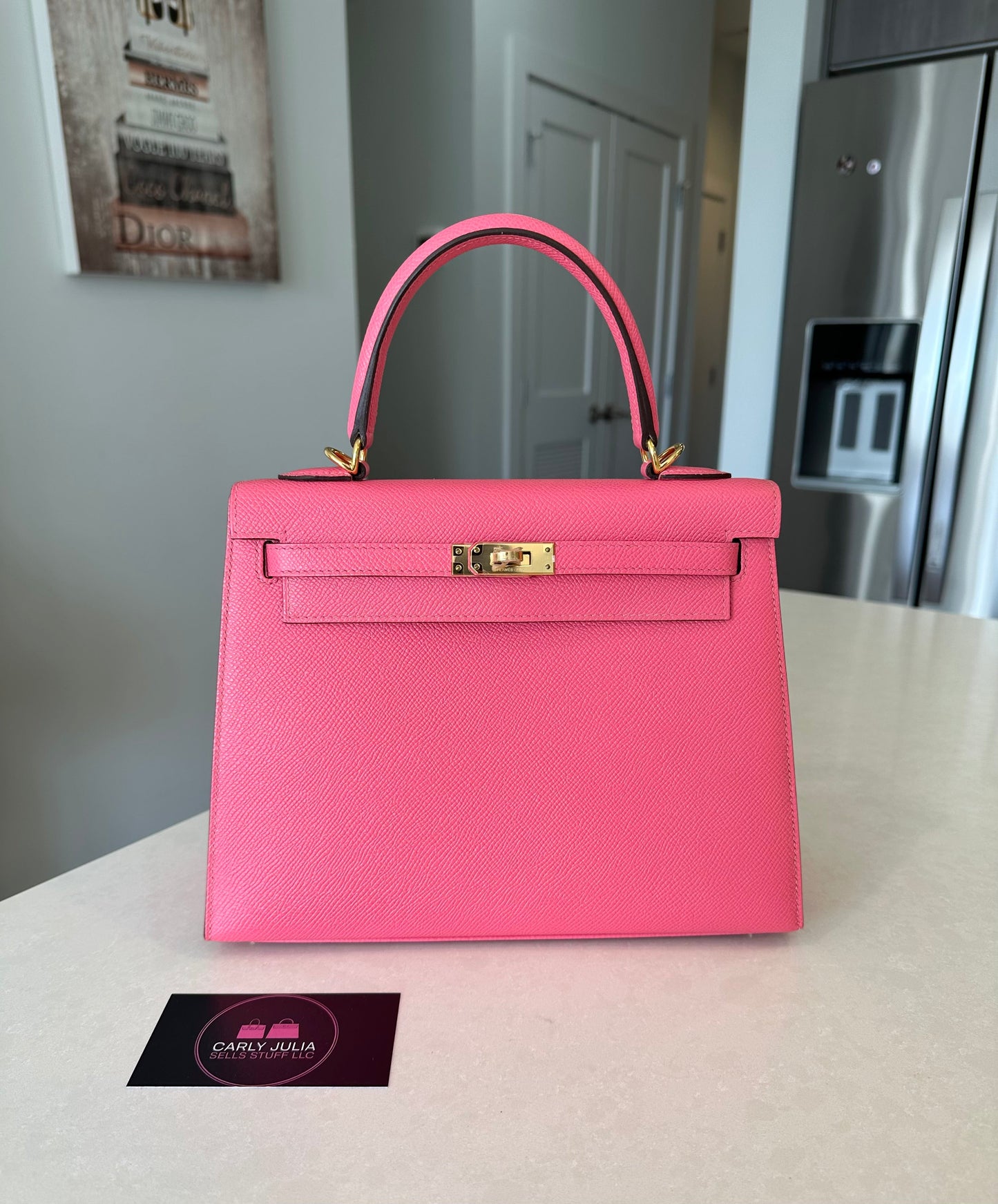 Hermes Kelly 25 Epsom Sellier Rose Azalee GHW - Carly Julia Sells Stuff, LLC