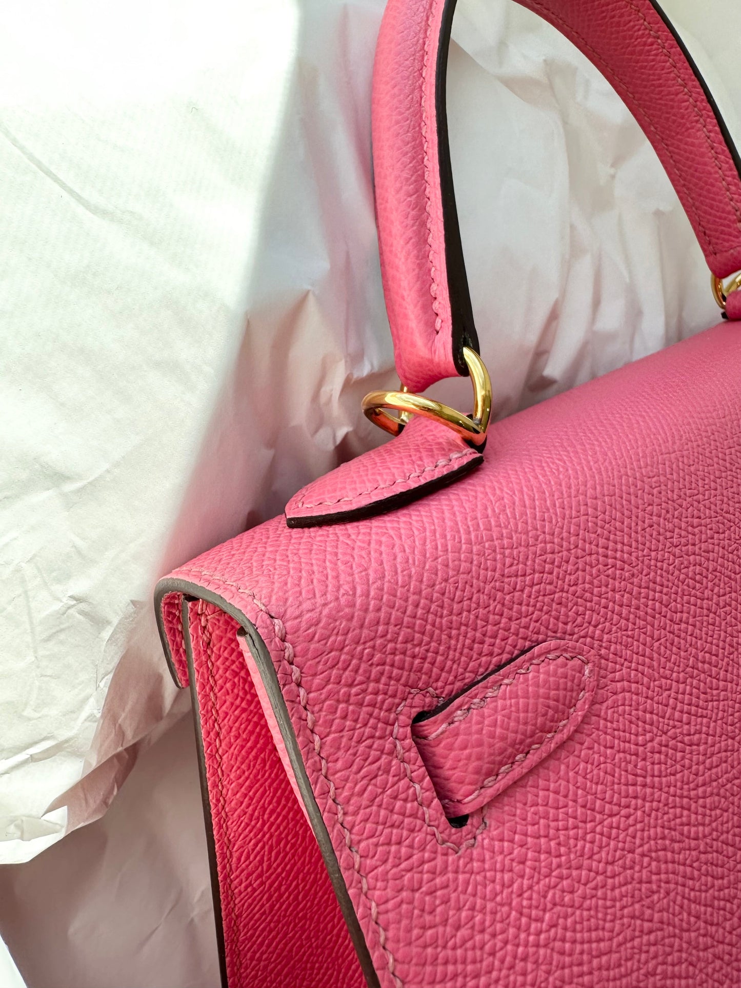 Hermes Kelly 25 Epsom Sellier Rose Azalee GHW - Carly Julia Sells Stuff, LLC