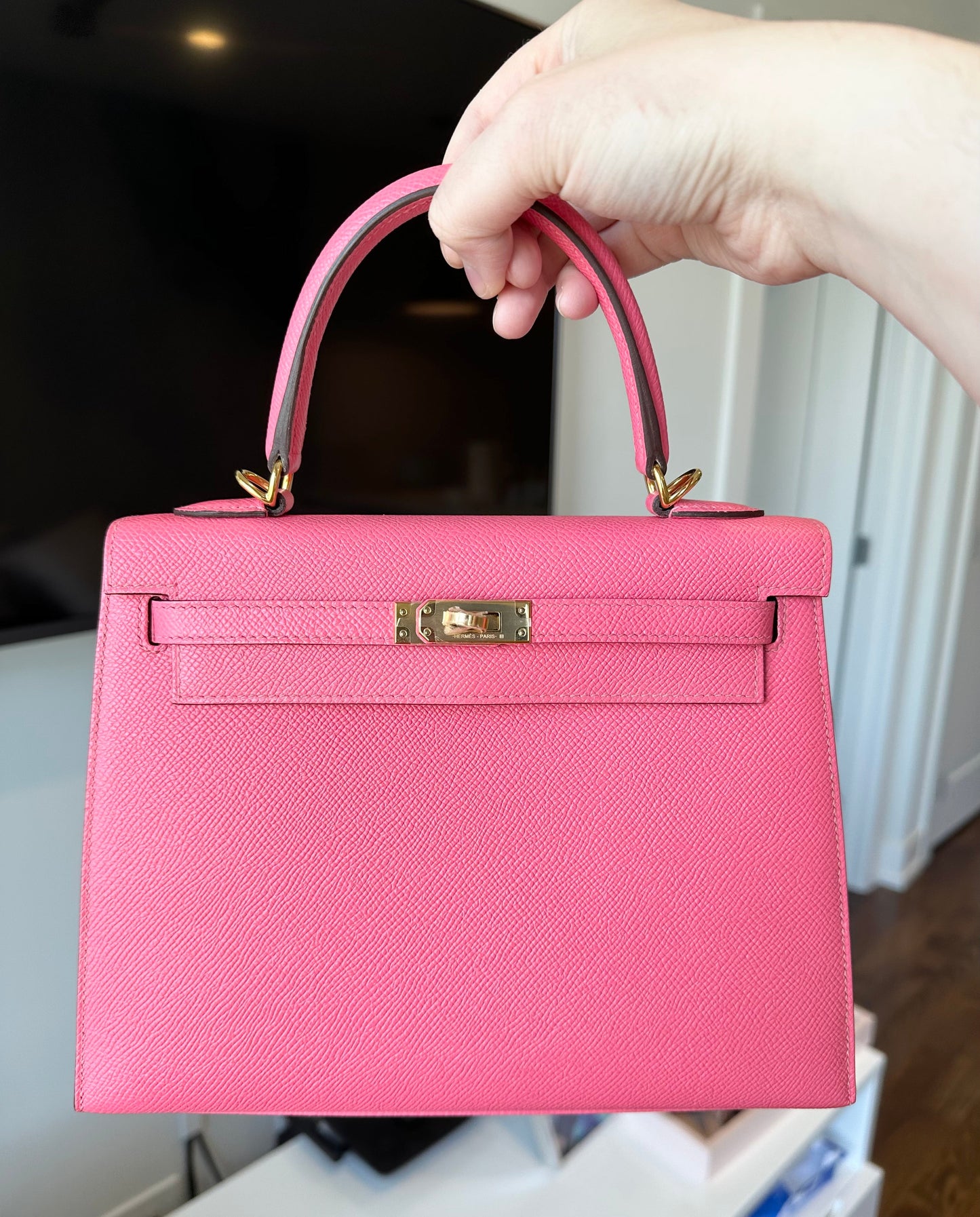 Hermes Kelly 25 Epsom Sellier Rose Azalee GHW - Carly Julia Sells Stuff, LLC