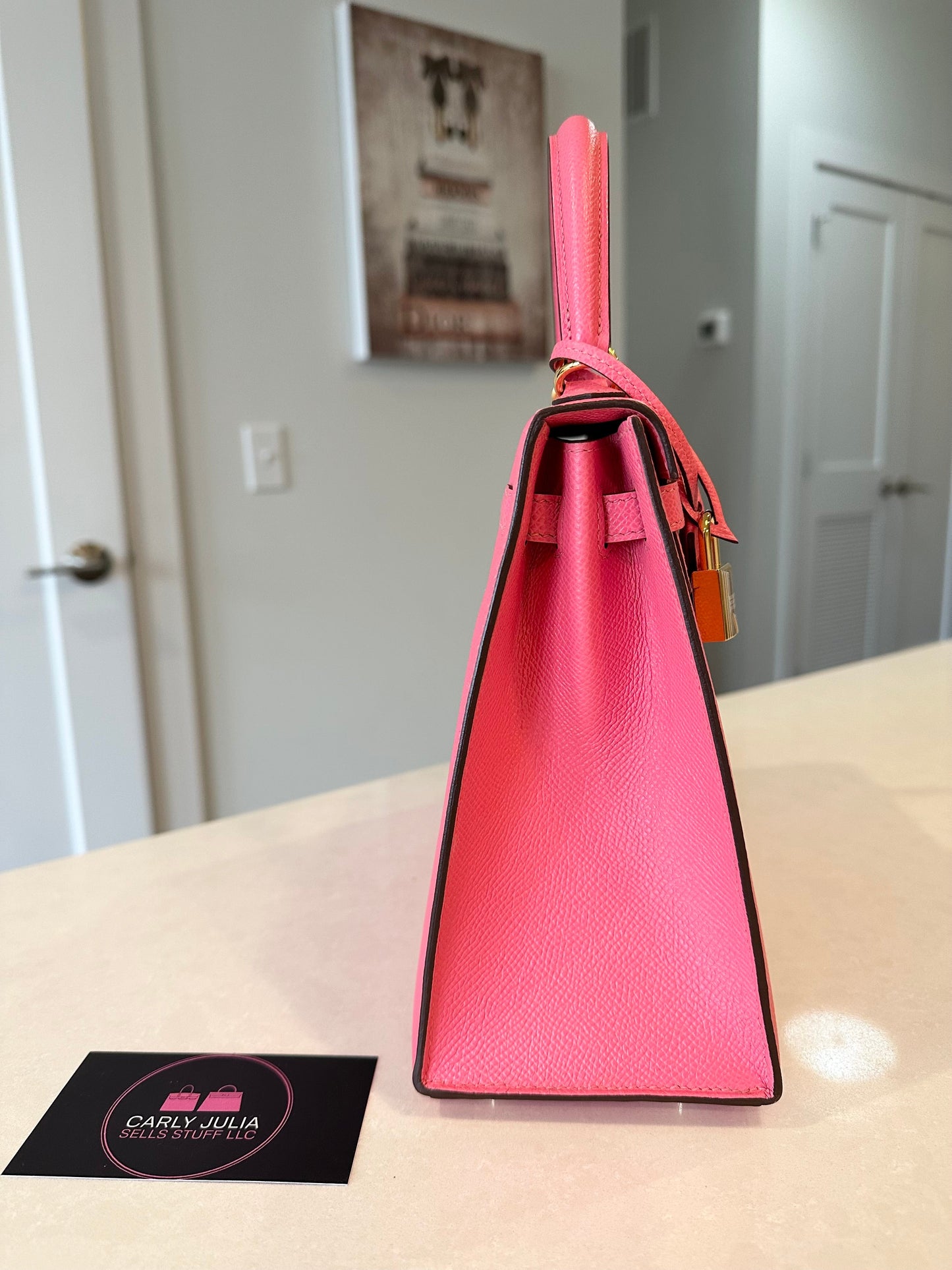 Hermes Kelly 25 Epsom Sellier Rose Azalee GHW - Carly Julia Sells Stuff, LLC