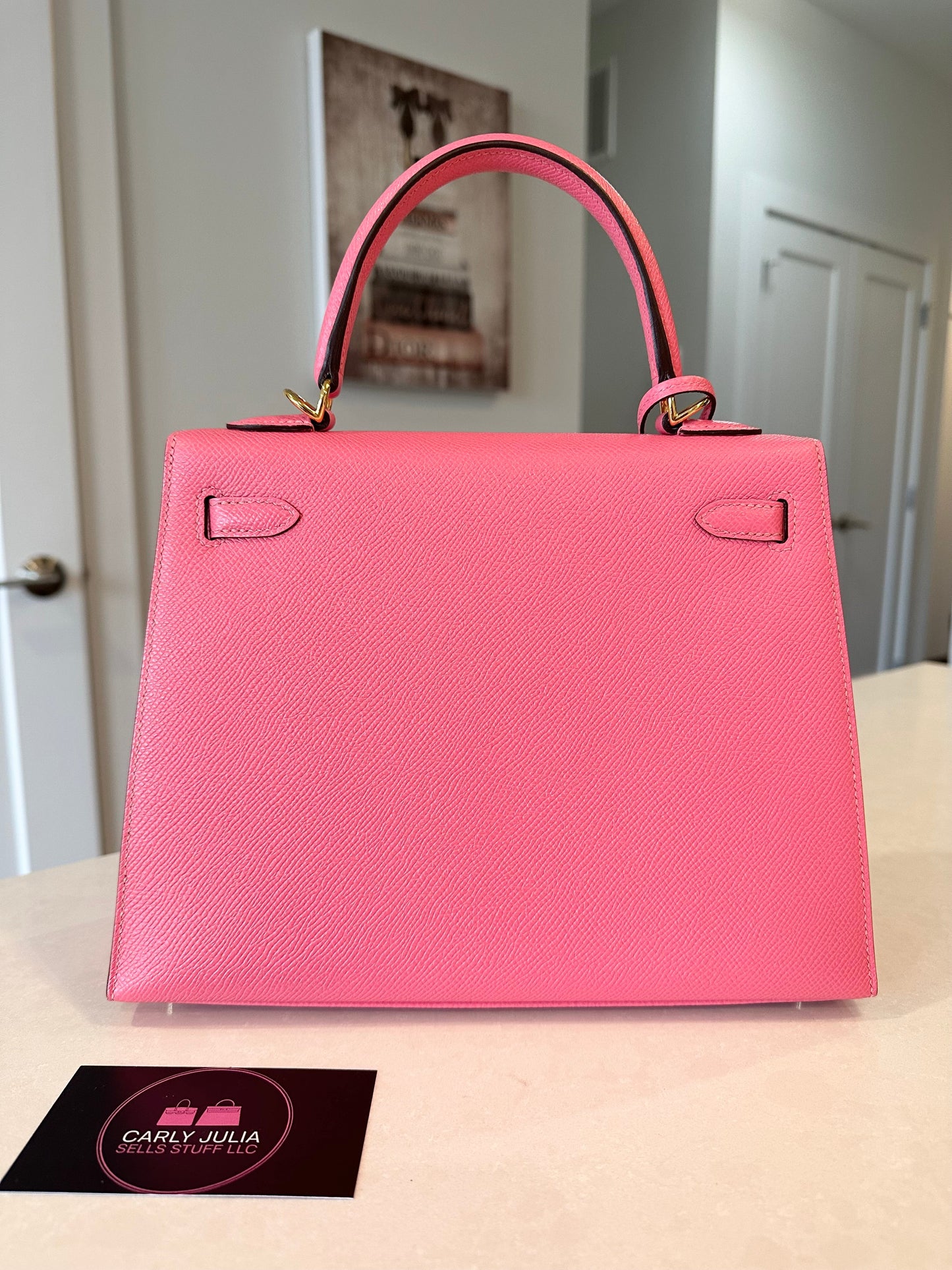 Hermes Kelly 25 Epsom Sellier Rose Azalee GHW - Carly Julia Sells Stuff, LLC