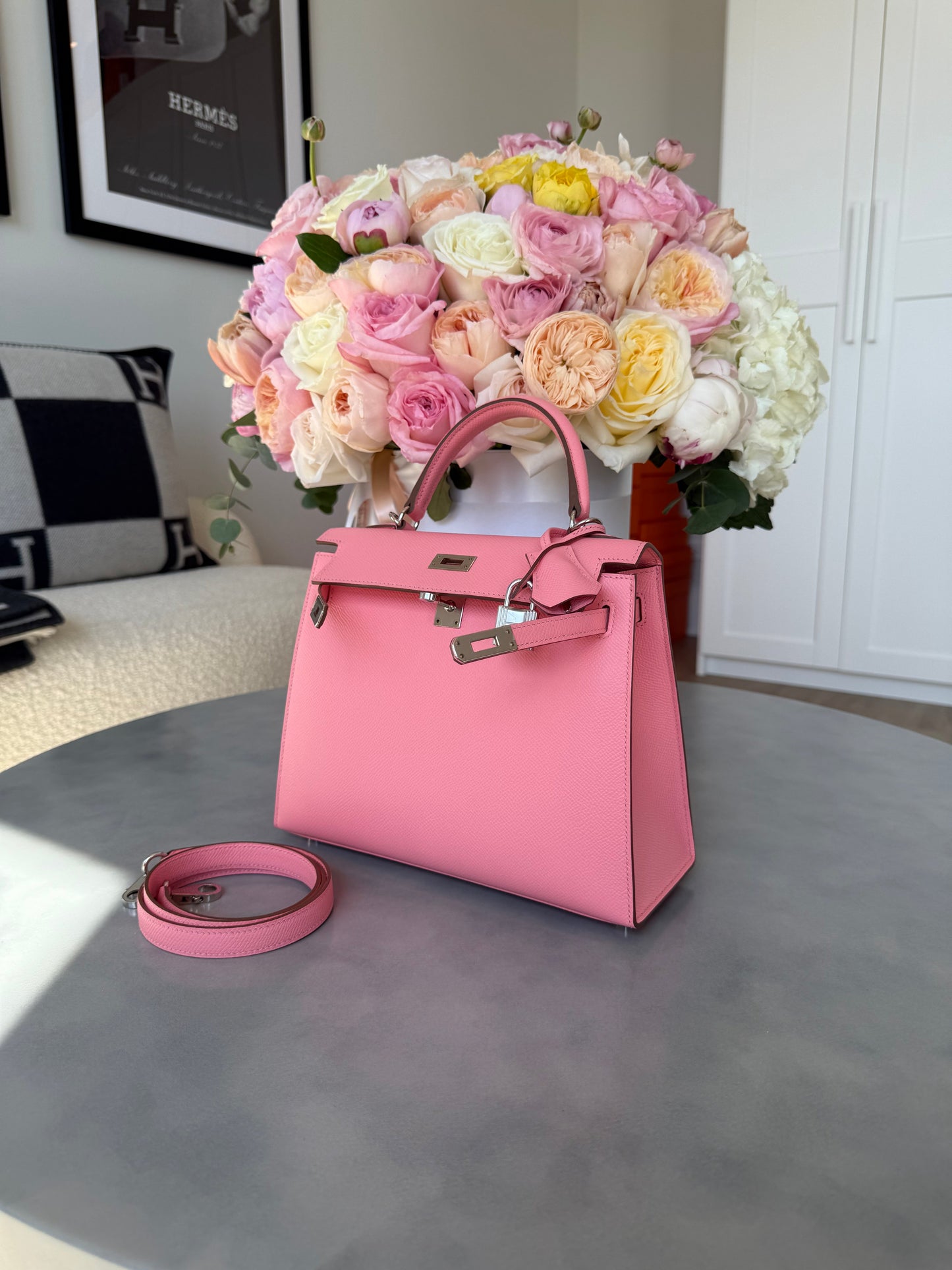 Hermes Kelly 25 Epsom Sellier Rose Confetti PHW - Carly Julia Sells Stuff, LLC