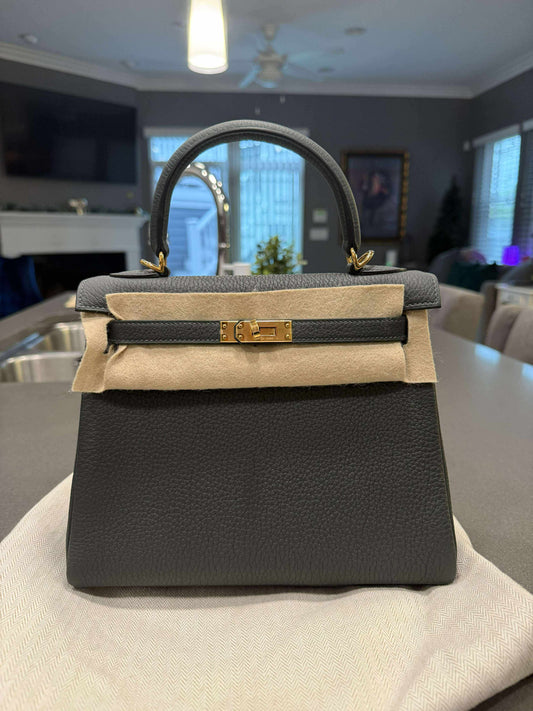 Hermes Kelly 25 Togo Retourne Vert Fonce GHW - Carly Julia Sells Stuff, LLC