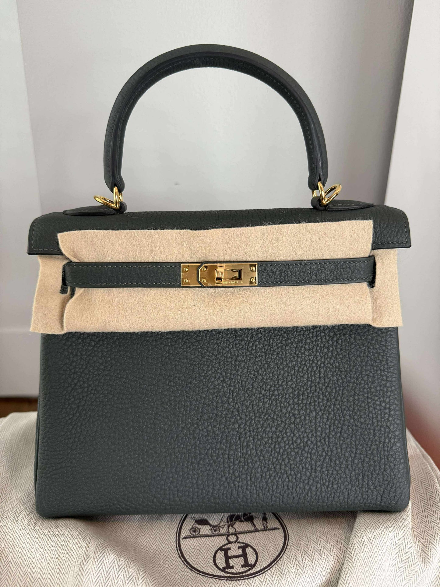 Hermes Kelly 25 Togo Retourne Vert Fonce GHW - Carly Julia Sells Stuff, LLC