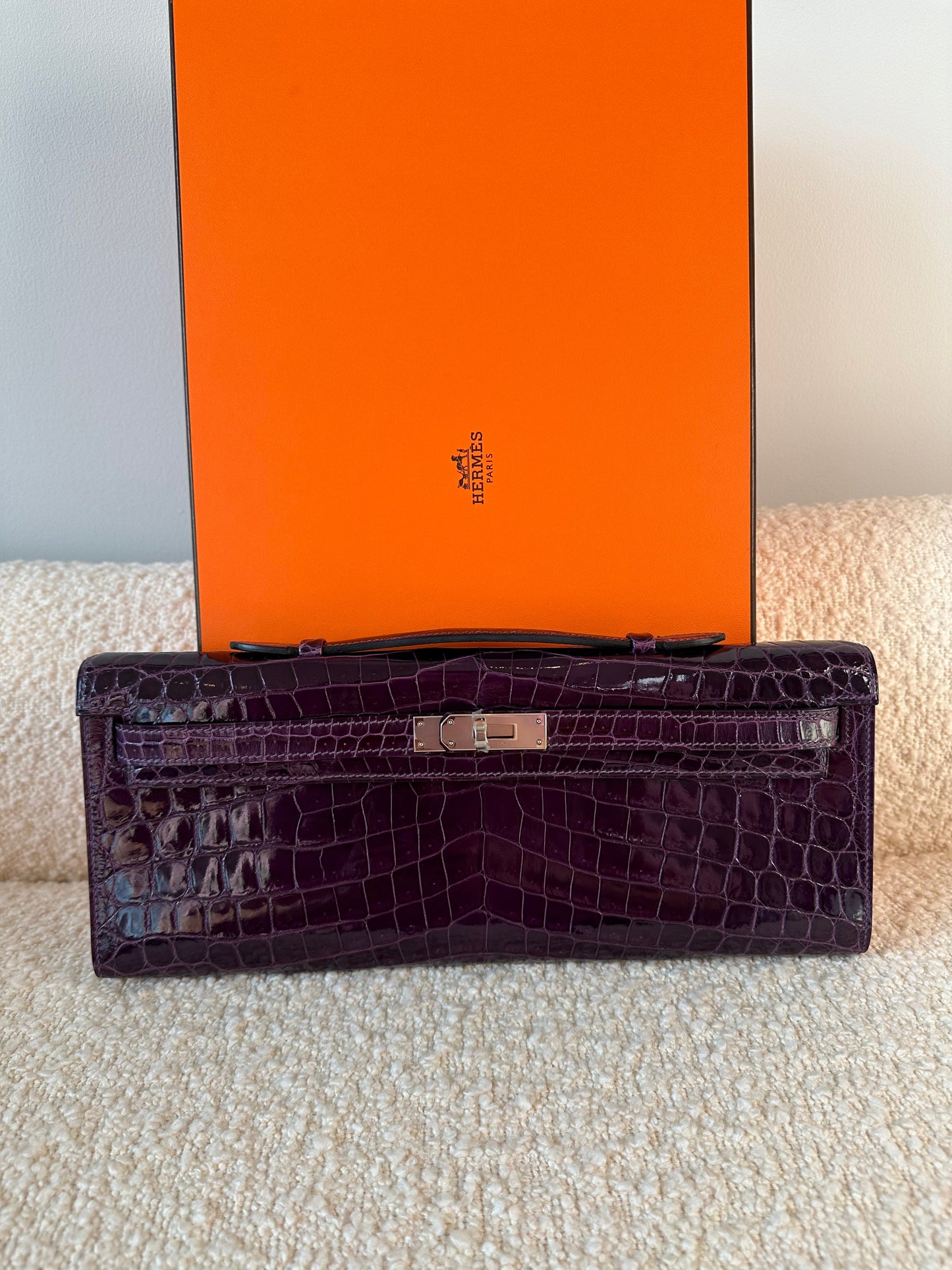 Hermes Kelly Cut Croc Amethyst PHW - Carly Julia Sells Stuff, LLC