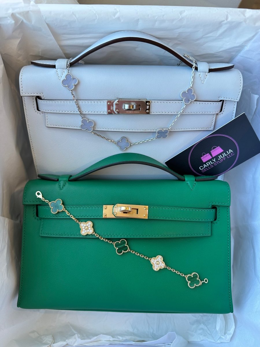 Hermes Kelly Pochette Blue Brume PHW - Carly Julia Sells Stuff, LLC