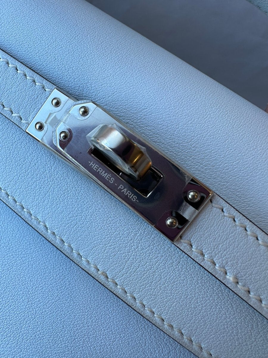 Hermes Kelly Pochette Blue Brume PHW - Carly Julia Sells Stuff, LLC