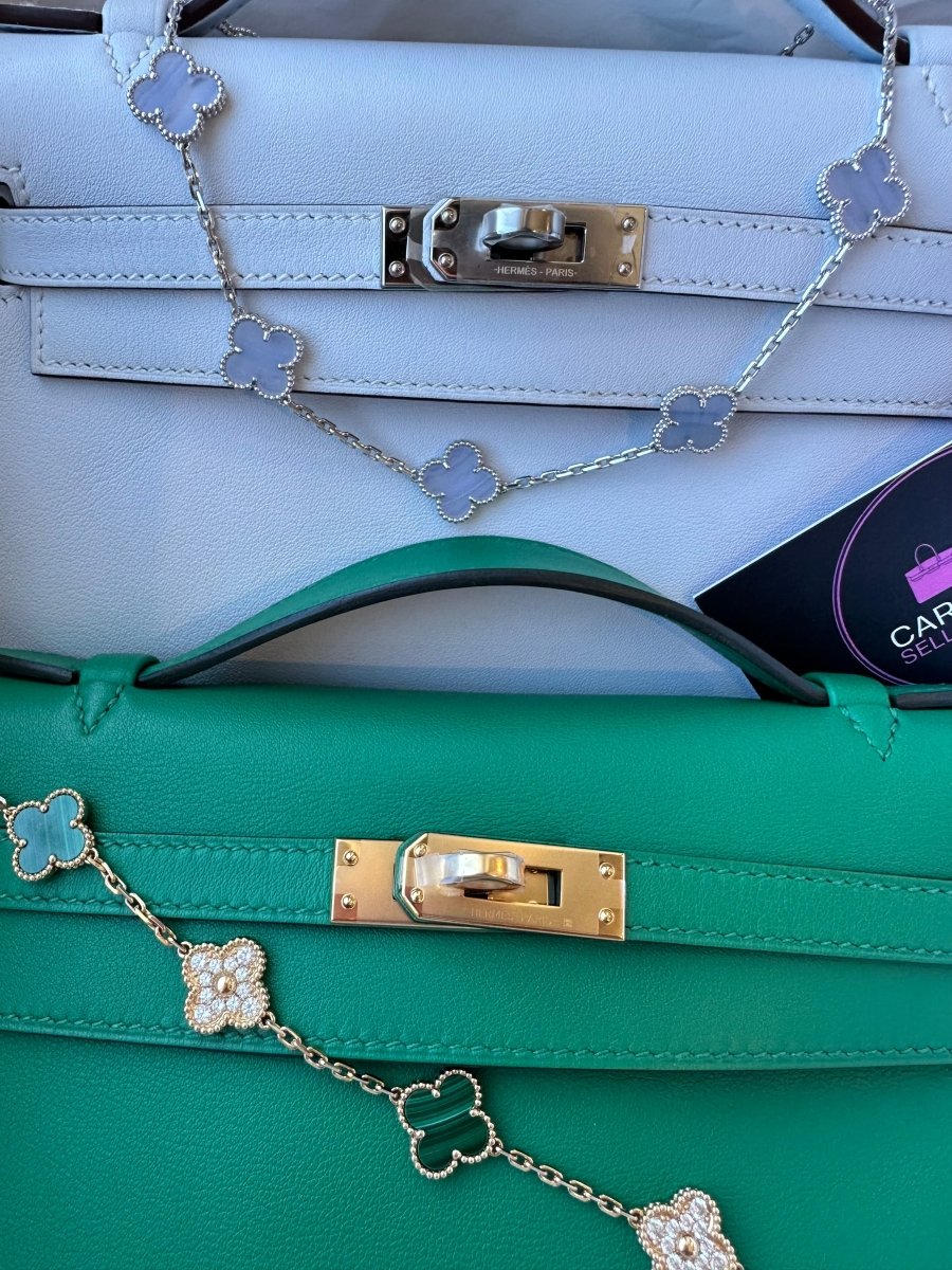 Hermes Kelly Pochette Blue Brume PHW - Carly Julia Sells Stuff, LLC