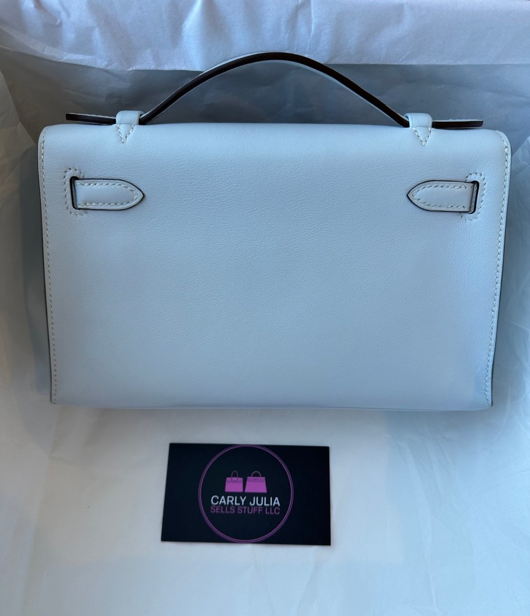 Hermes Kelly Pochette Blue Brume PHW - Carly Julia Sells Stuff, LLC