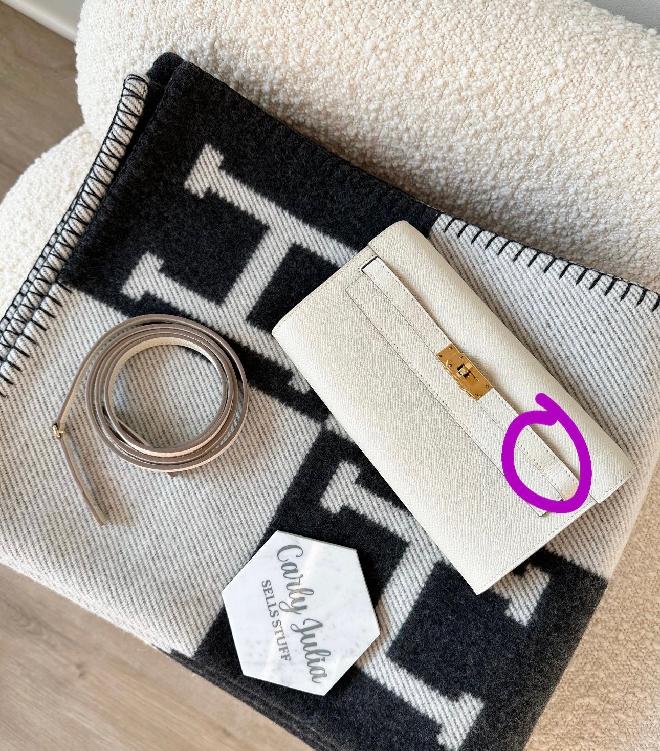 Hermes Kelly - To - Go Wallet Craie GHW - Carly Julia Sells Stuff, LLC
