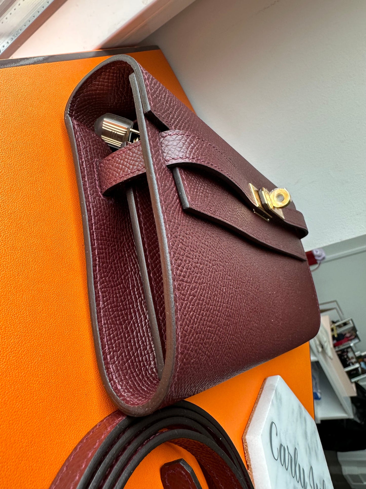 Hermès Kelly Wallet To Go Bordeaux Epsom GHW - Carly Julia Sells Stuff, LLC