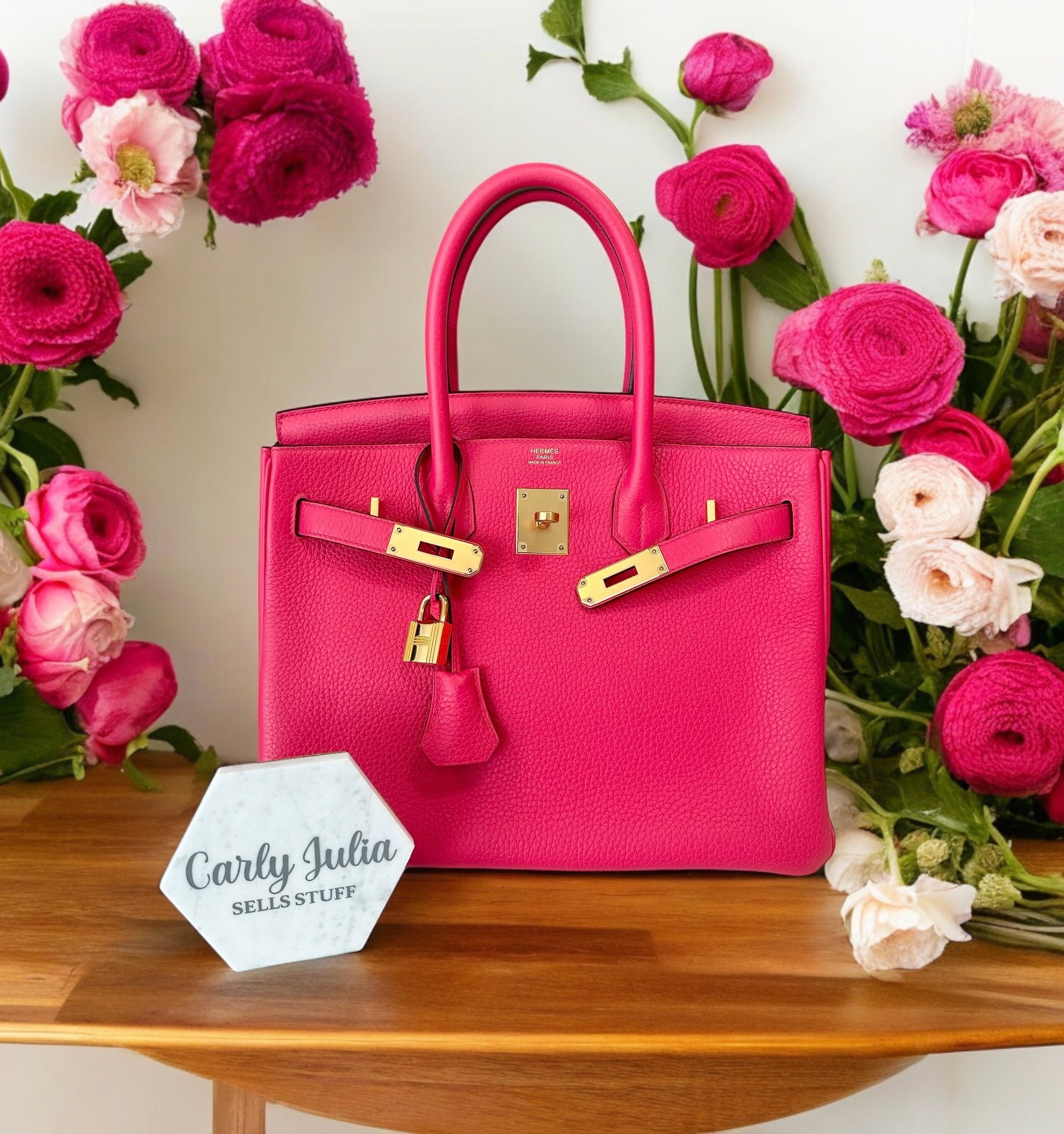 Hermes Rose Extreme Birkin 30 GHW1