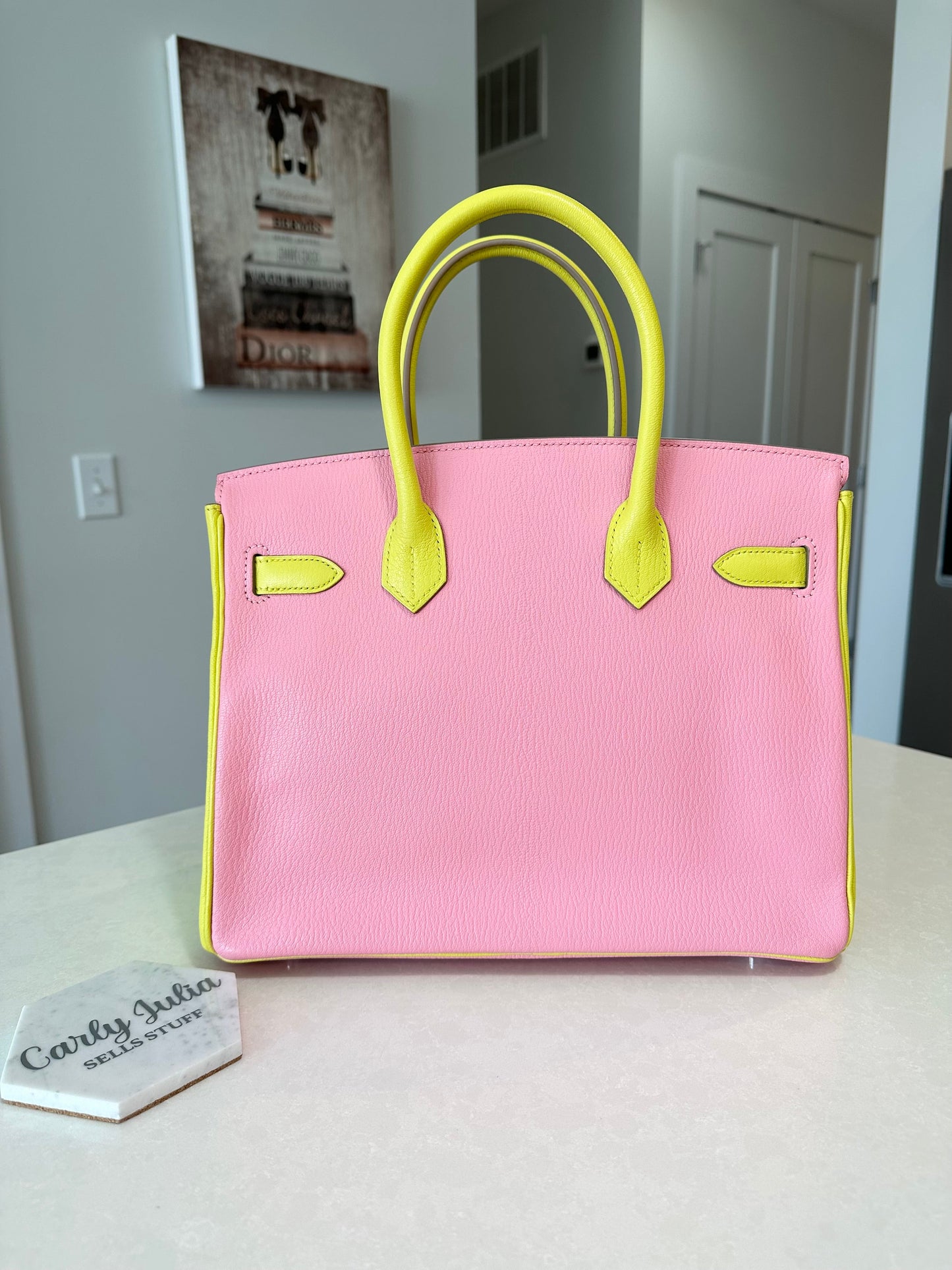 Hermes Special Order Birkin 30 Rose Confetti/Lime Chèvre PHW - Carly Julia Sells Stuff, LLC