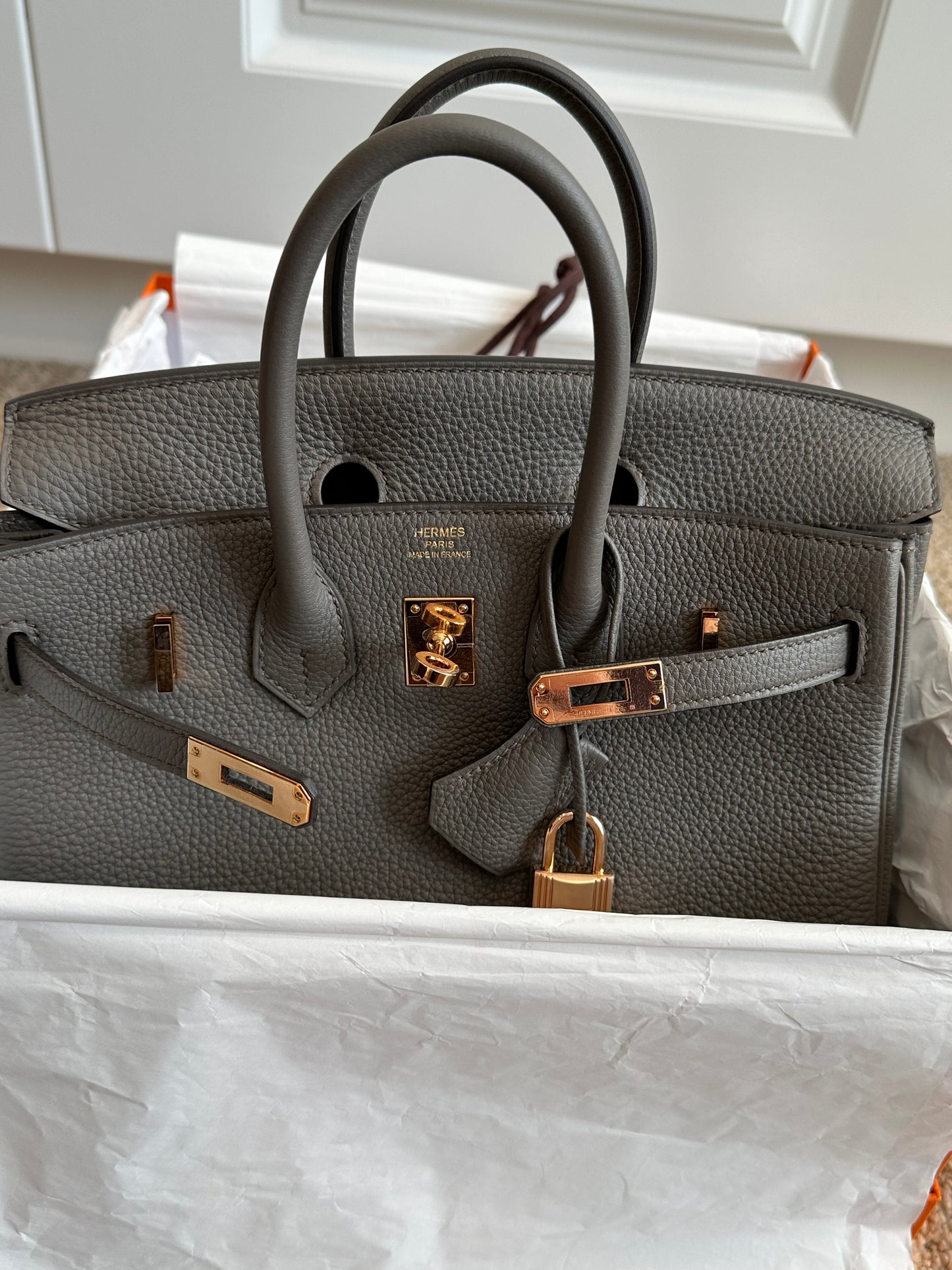Hermes Birkin 25 Etain RGHW