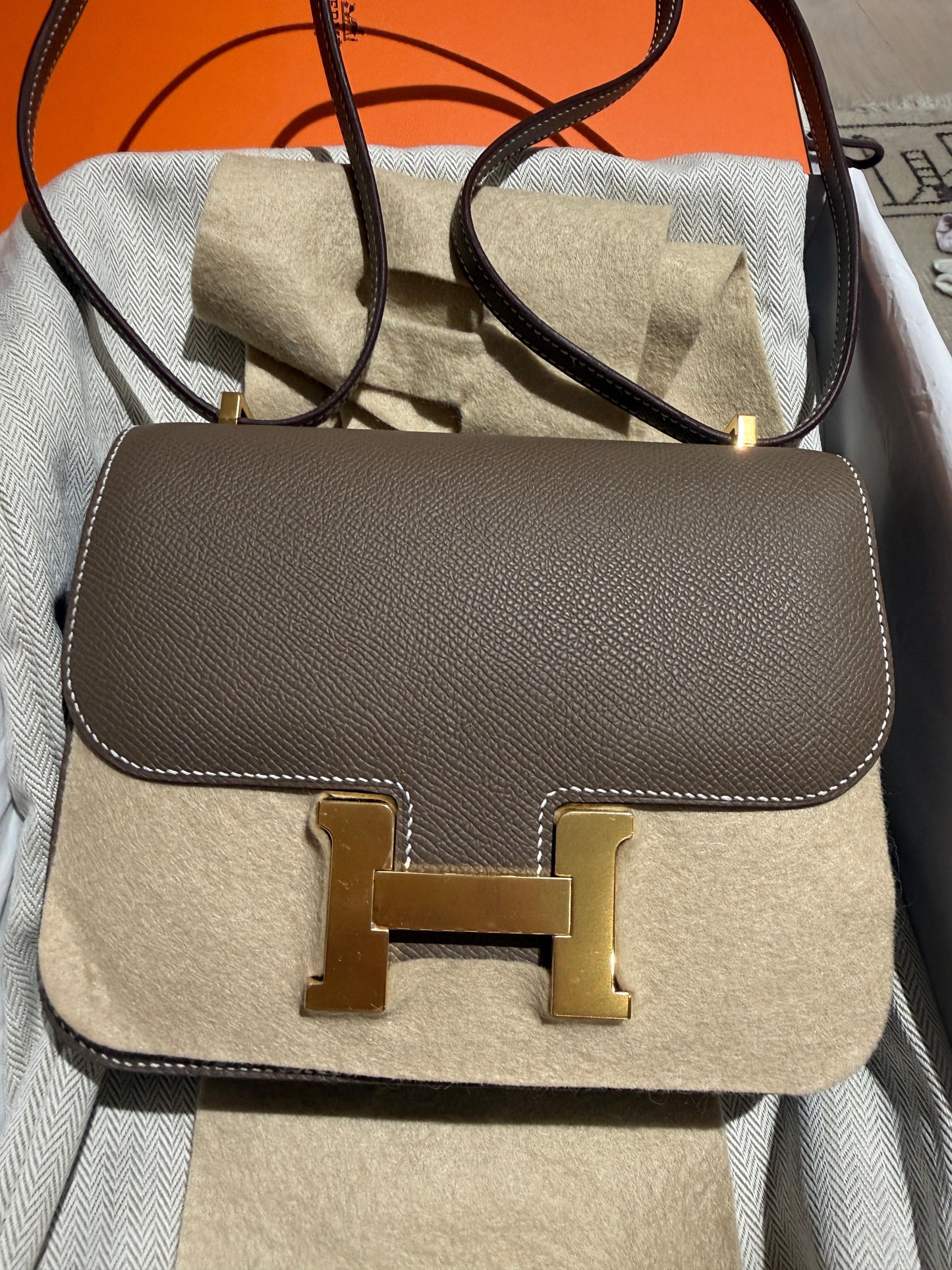 RESERVED: Hermes Constance 18 Epsom Etoupe GHW - Carly Julia Sells Stuff, LLC