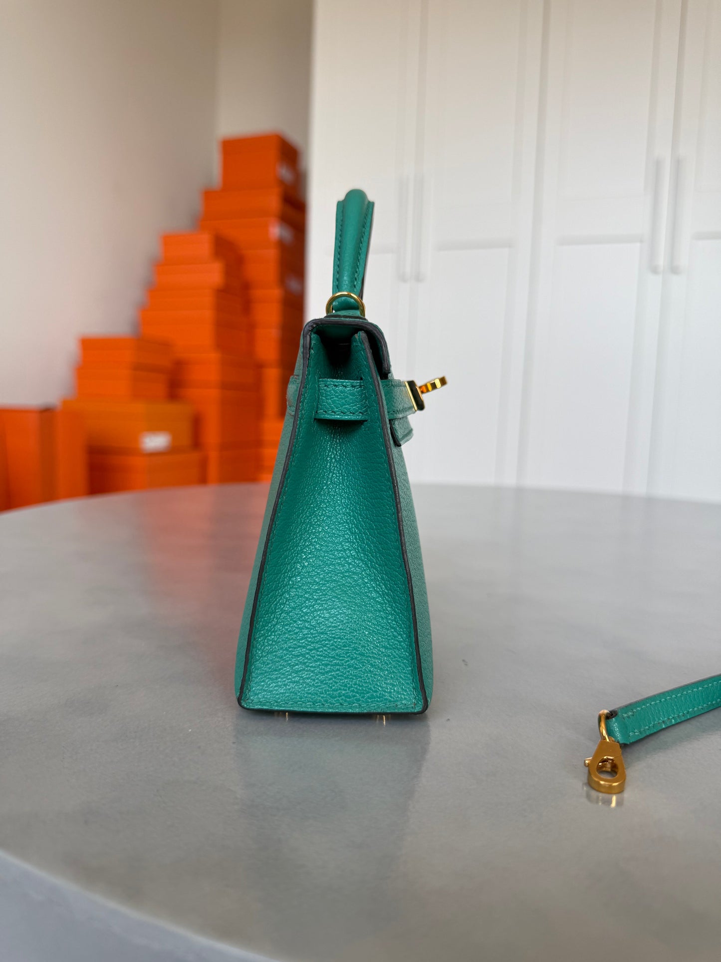 RESERVED Hermes Mini Kelly Vert Vertigo Chèvre GHW - Carly Julia Sells Stuff, LLC