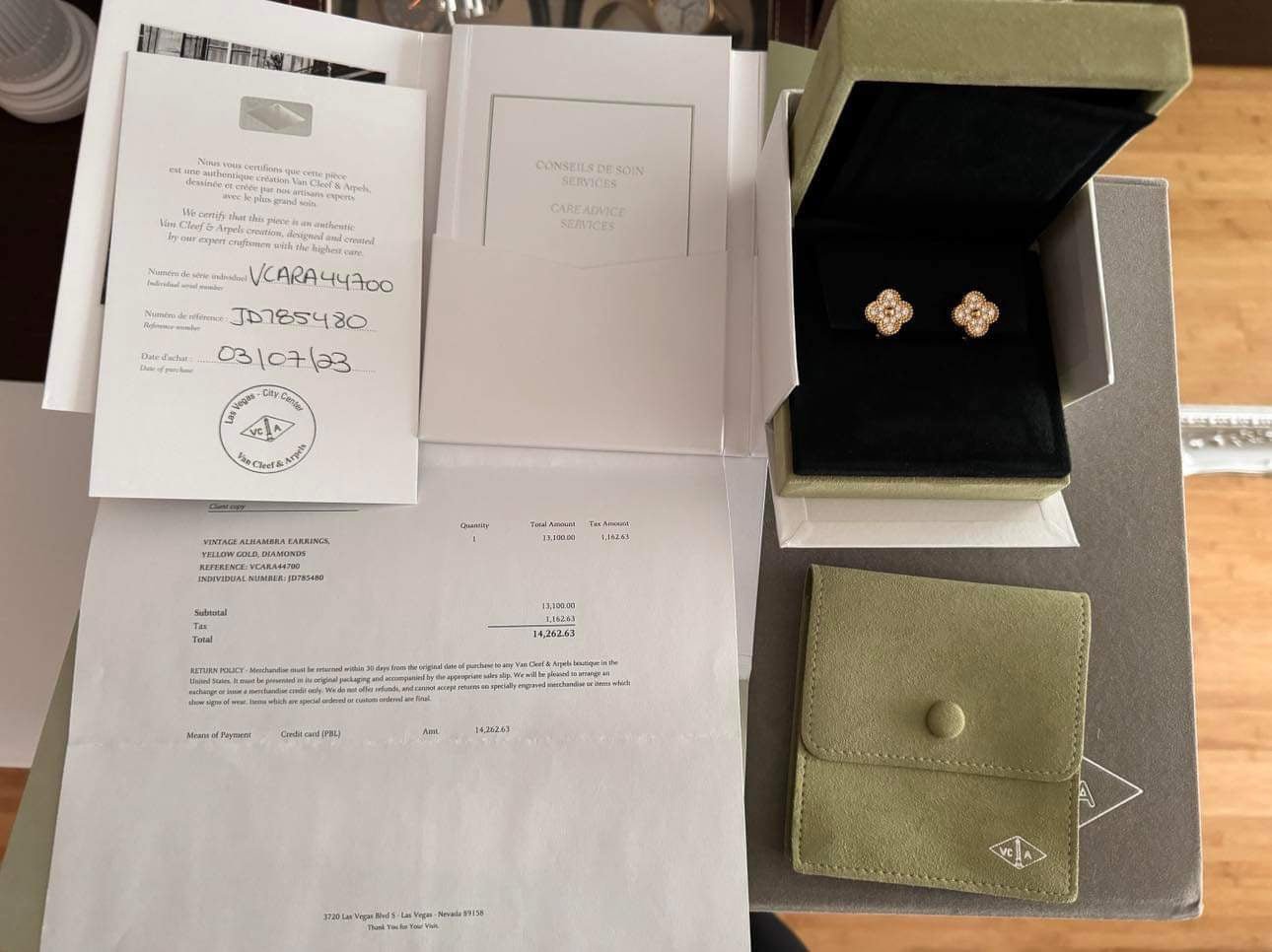 Van Cleef & Arpels Vintage Alhambra Yellow Gold Pave Earrings - Carly Julia Sells Stuff, LLC