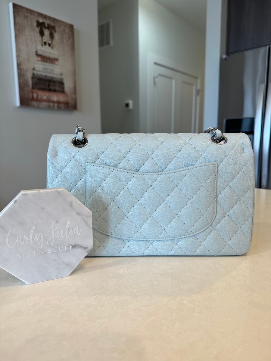 CHANEL 21K Light Blue Medium Double Flap - Carly Julia Sells Stuff, LLC