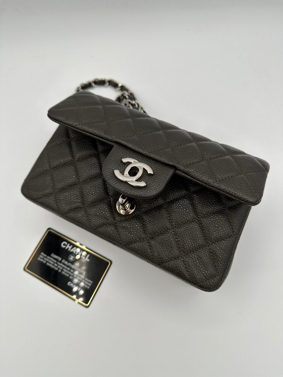 CHANEL Dark Grey Mini Caviar Flap - Carly Julia Sells Stuff, LLC